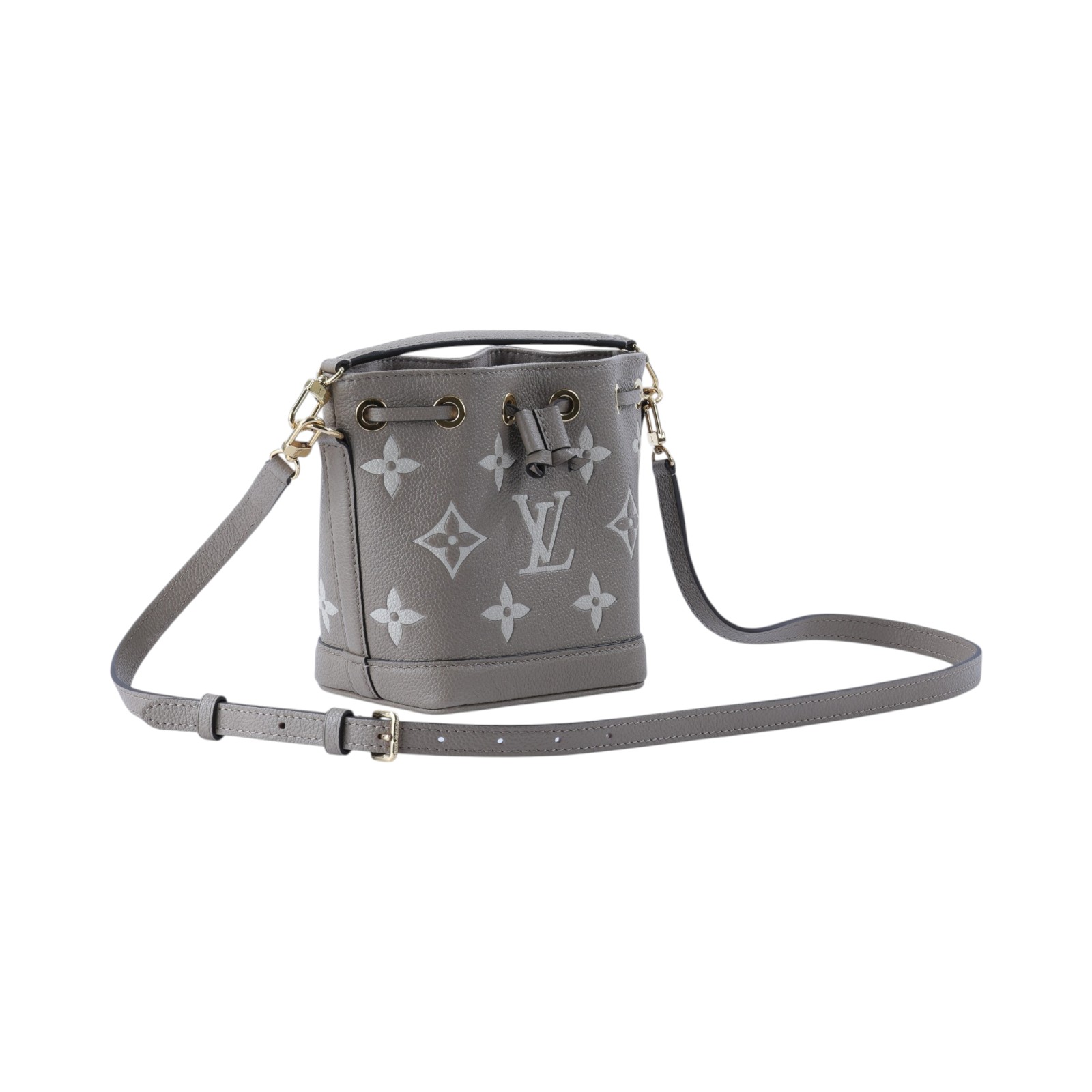 路易威登 LOUIS VUITTON Nano Noé 束口水桶包 Tourterelle 灰色 Cream色 M46291 晶片款  防塵袋/背帶2