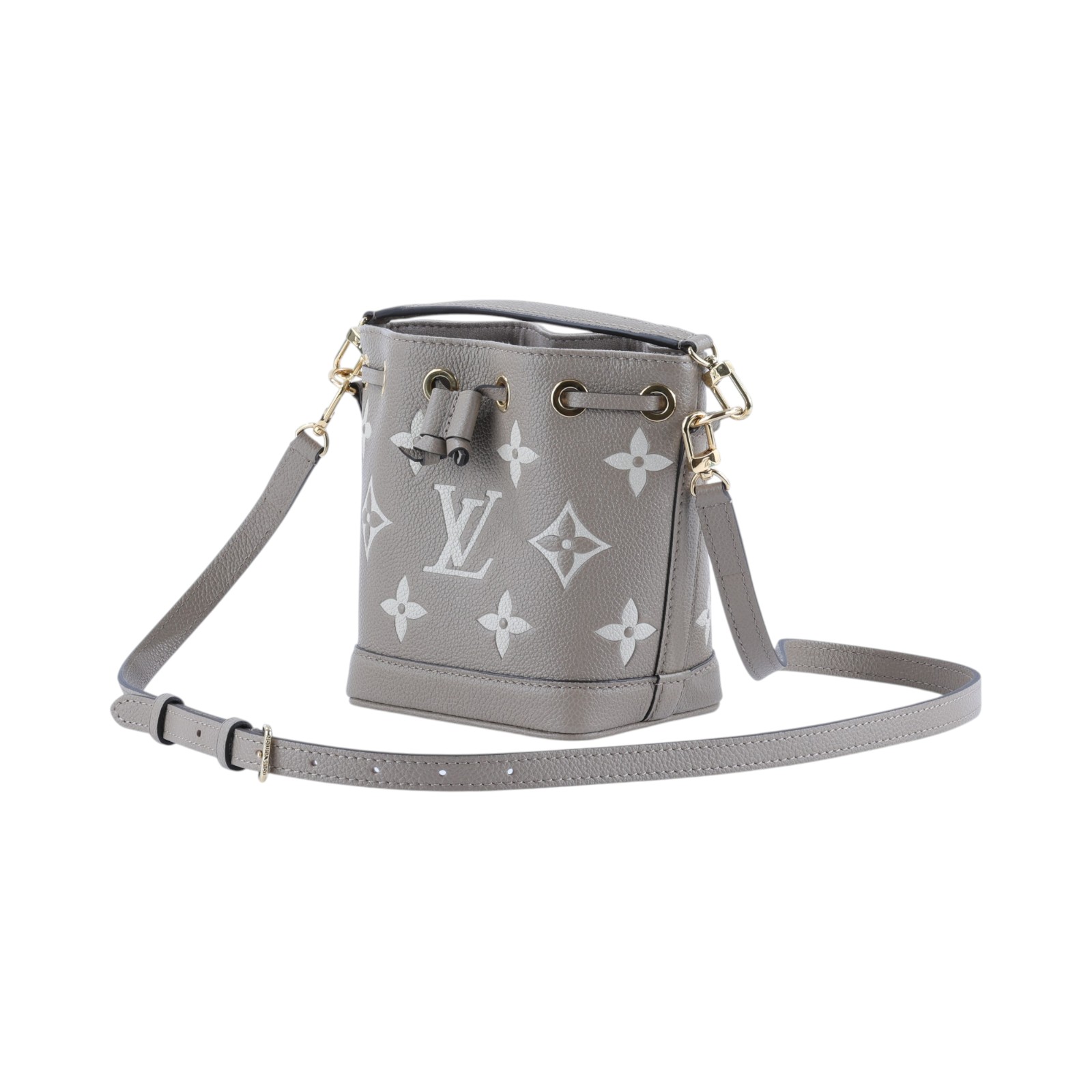 路易威登 LOUIS VUITTON Nano Noé 束口水桶包 Tourterelle 灰色 Cream色 M46291 晶片款  防塵袋/背帶2