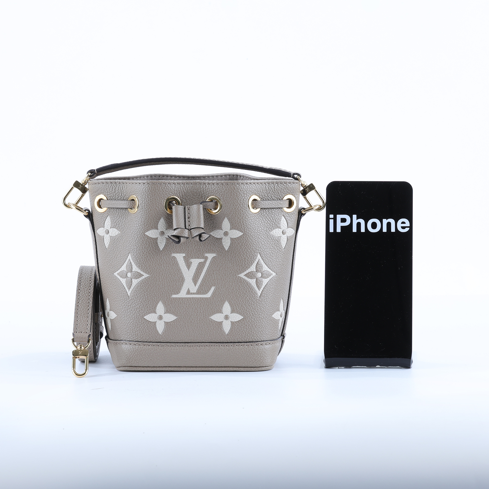 路易威登 LOUIS VUITTON Nano Noé 束口水桶包 Tourterelle 灰色 Cream色 M46291 晶片款  防塵袋/背帶2