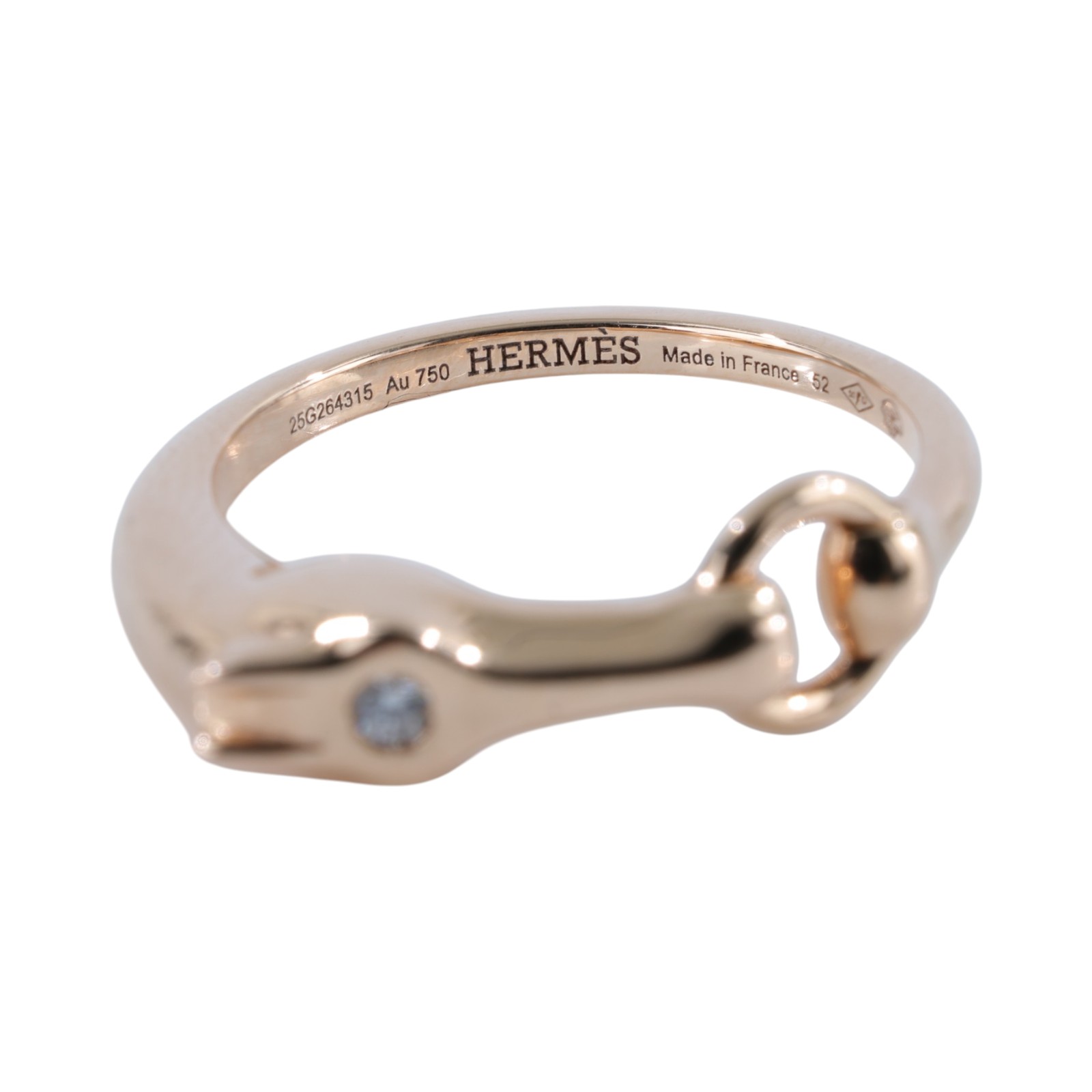 愛馬仕 Hermes Galop 超迷你款 戒指 H214607Bv00052 /4.8G/#52 RG GALOP單鑽戒指 原廠盒子