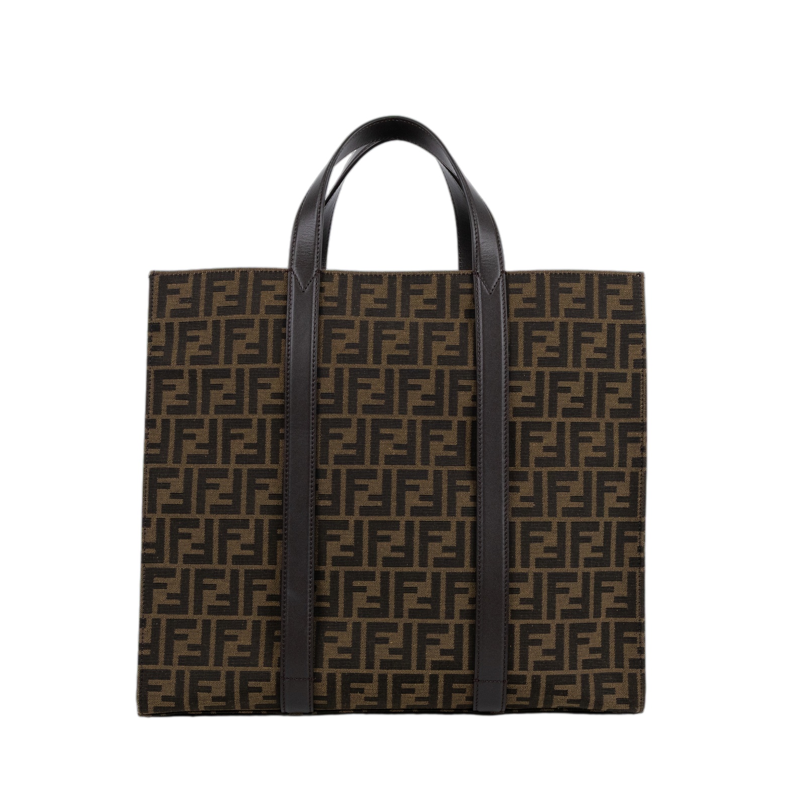 芬迪 FENDI Jacquard FF 手提包 肩背包 7VA390AG0M 棕FF大托特包 2WAY 防塵袋/背帶