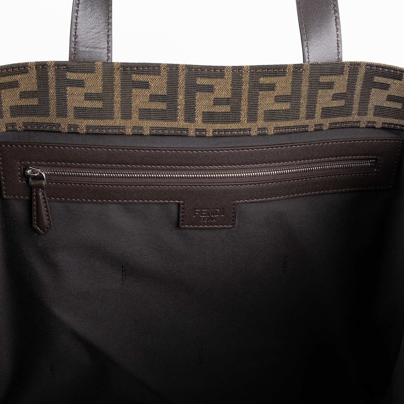 芬迪 FENDI Jacquard FF 手提包 肩背包 7VA390AG0M 棕FF大托特包 2WAY 防塵袋/背帶