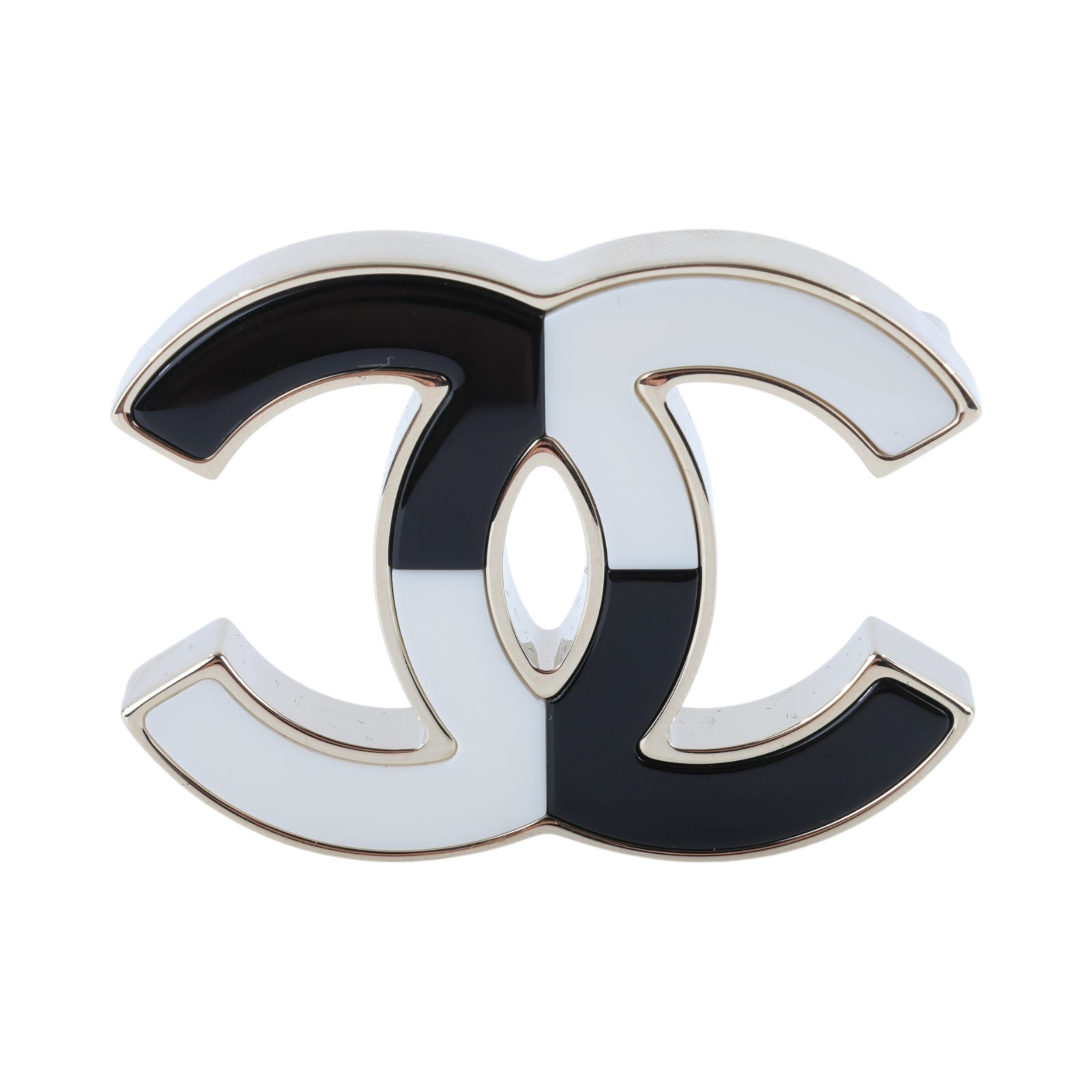 香奈兒 CHANEL CC LOGO 琺瑯 胸針 B23 C 黑白雙C胸針 原廠盒子/內襯