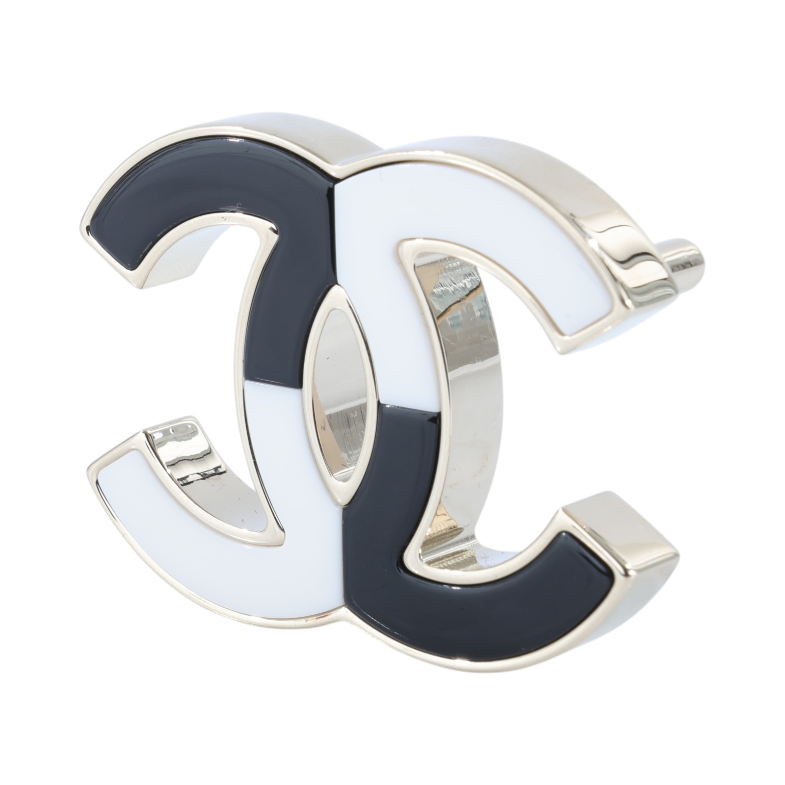 香奈兒 CHANEL CC LOGO 琺瑯 胸針 B23 C 黑白雙C胸針 原廠盒子/內襯