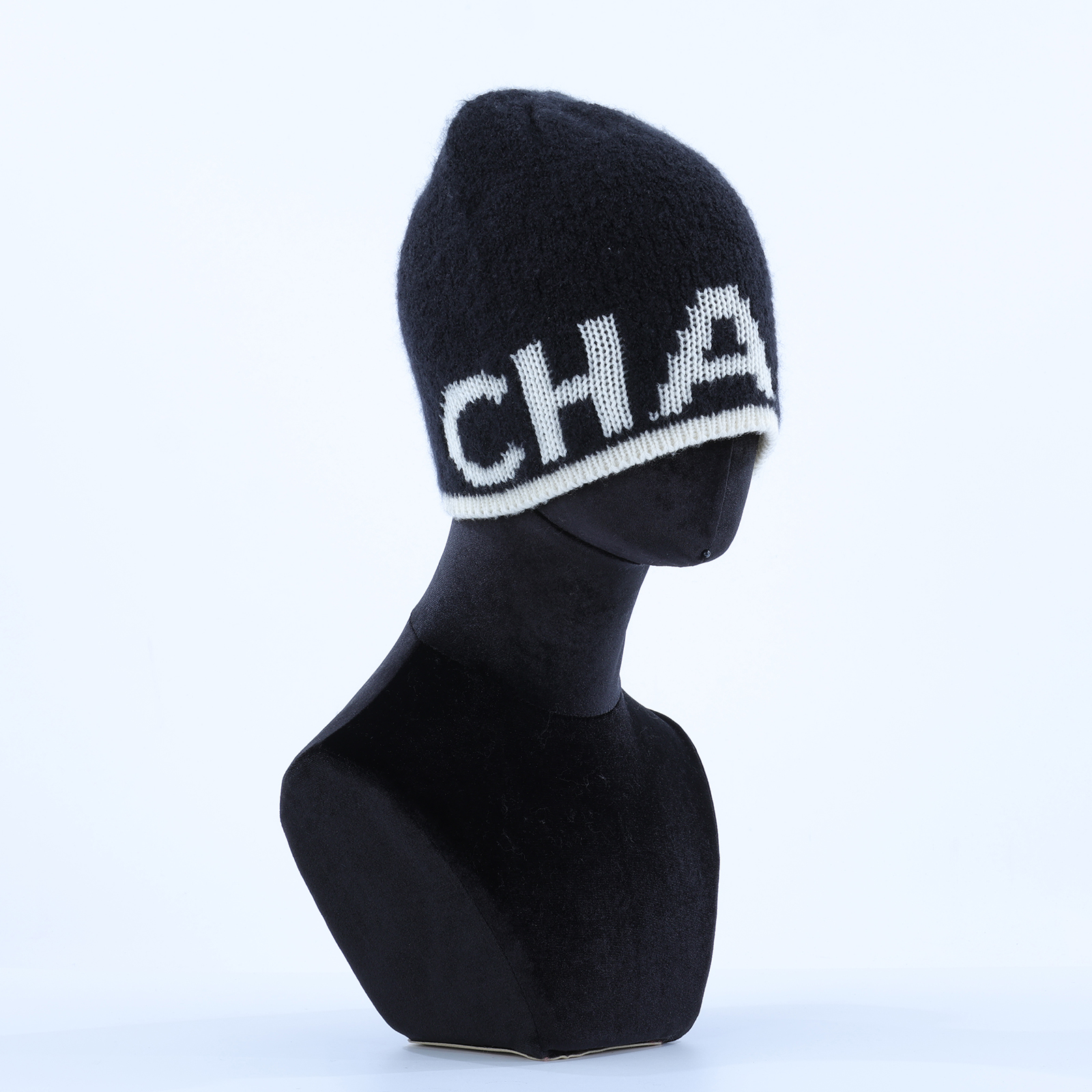 香奈兒 CHANEL 21B CC LOGO 針織帽 毛帽 帽子  黑白羊毛CHANEL毛帽 原廠盒子