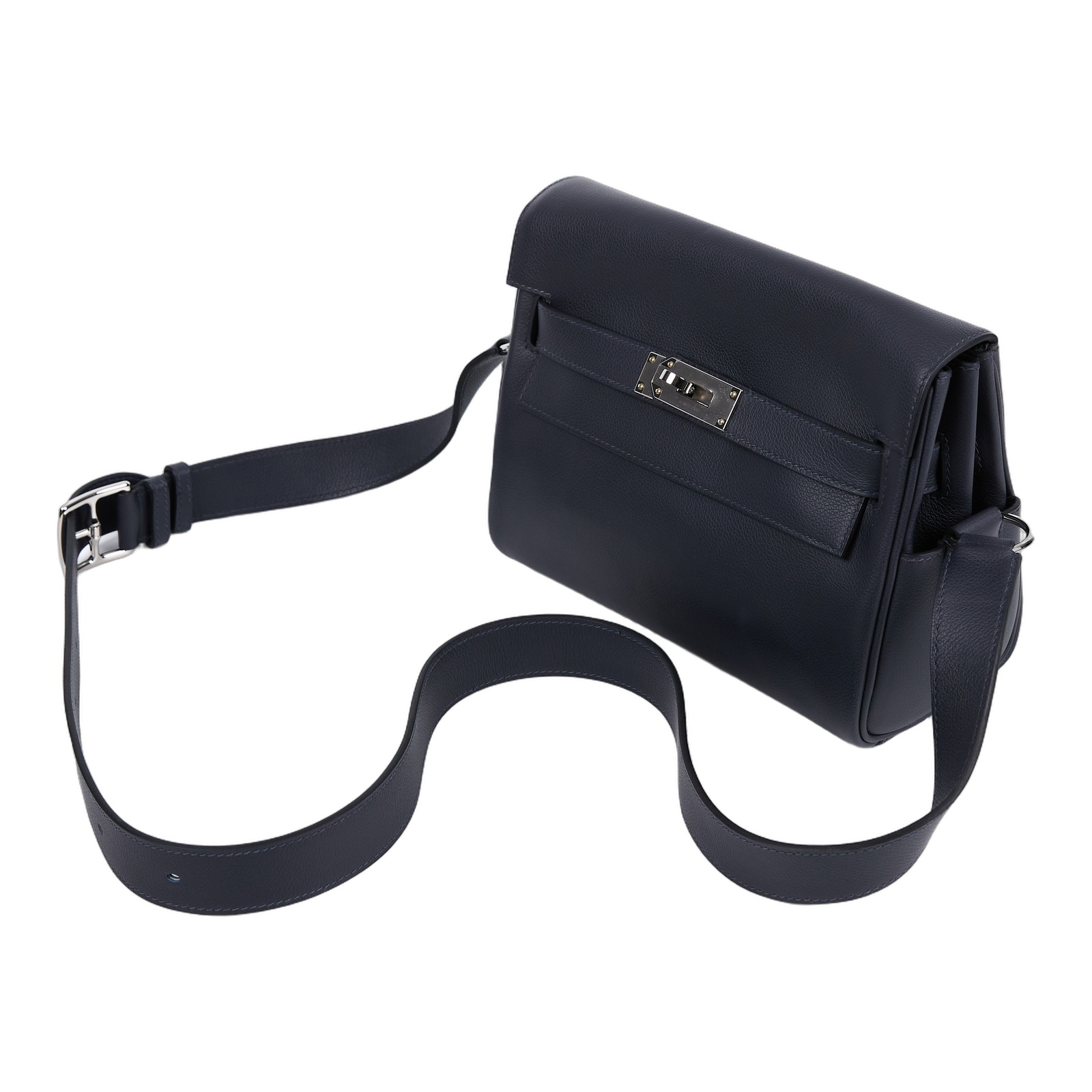 愛馬仕 Hermes Kelly Messenger 郵差包 銀色五金 水兵藍色 H084946CK3Y K MS 865 MA  原廠盒子/防塵袋/鎖組/國外收據