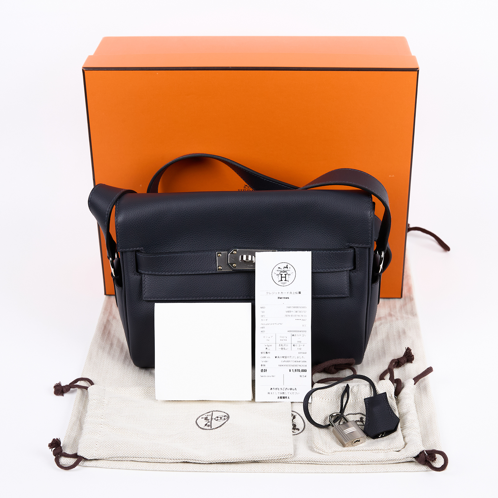 愛馬仕 Hermes Kelly Messenger 郵差包 銀色五金 水兵藍色 H084946CK3Y K MS 865 MA  原廠盒子/防塵袋/鎖組/國外收據