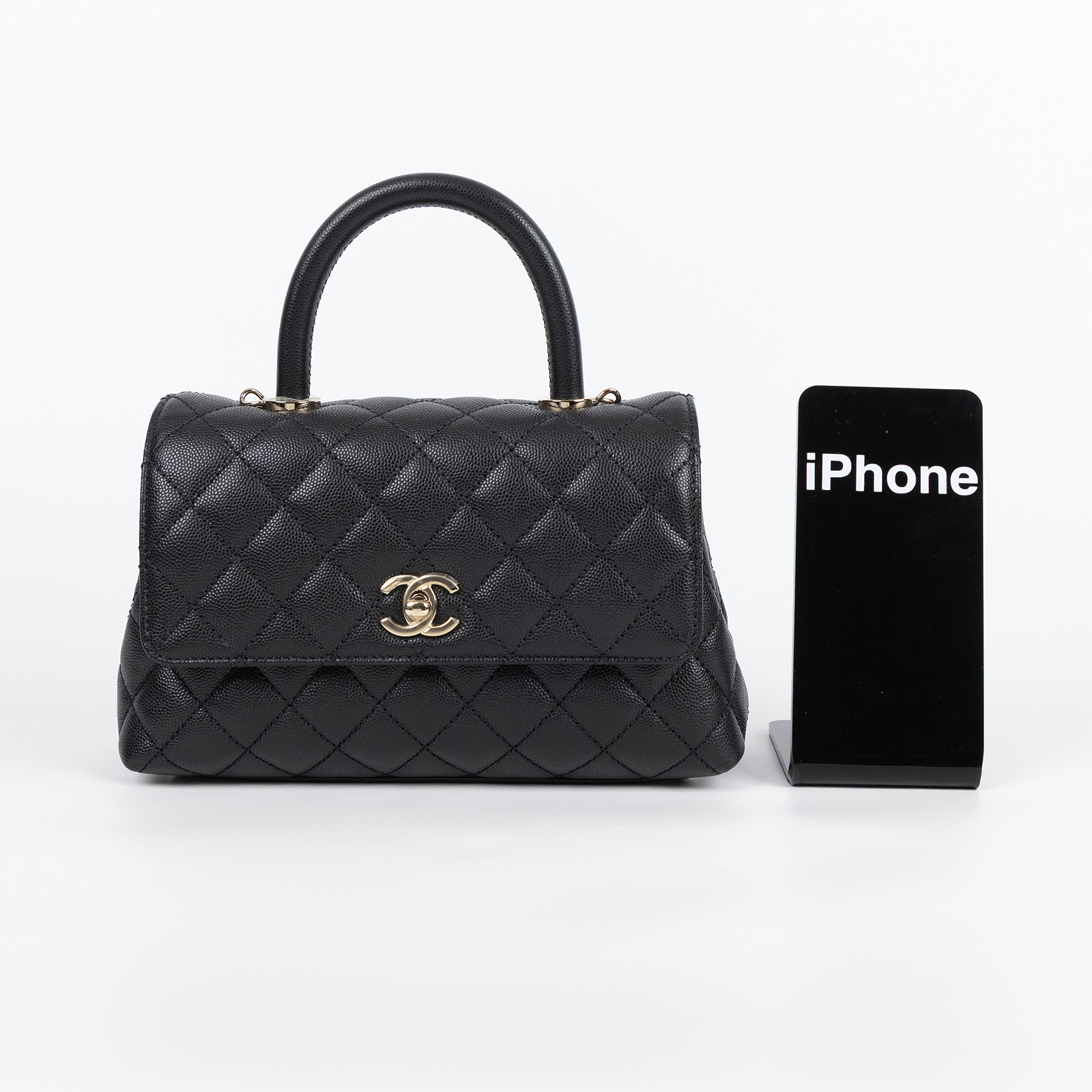 香奈兒 CHANEL Handle 24 手提 口蓋包 A92990 晶片款 黑荔枝HANDLE24 背帶