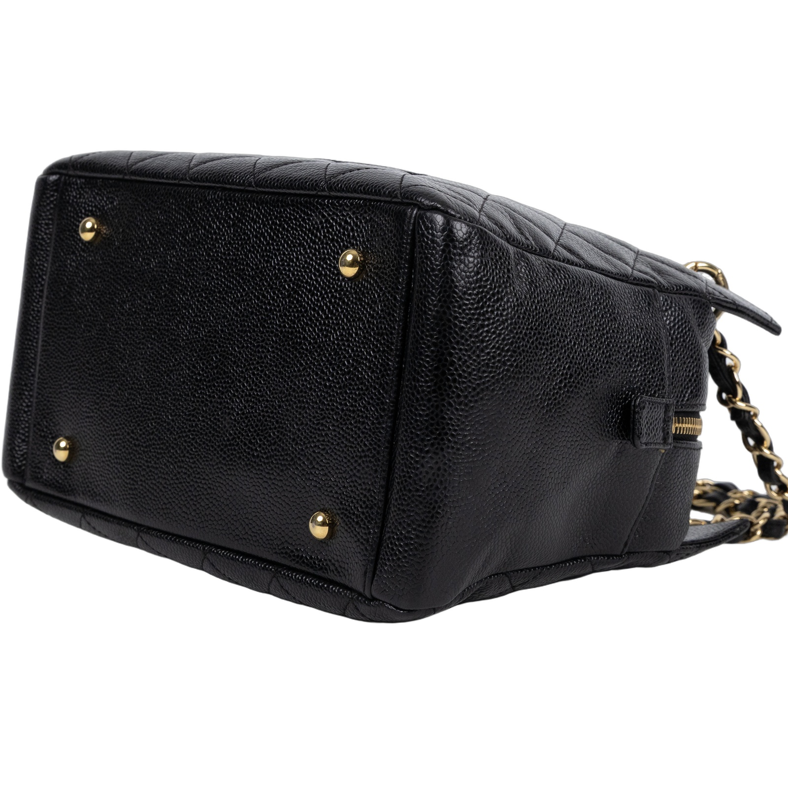 香奈兒 CHANEL PST Petite Shopping Tote CC Logo 菱格 荔枝紋 肩背 托特包  7開黑荔枝托特鍊包 保證卡