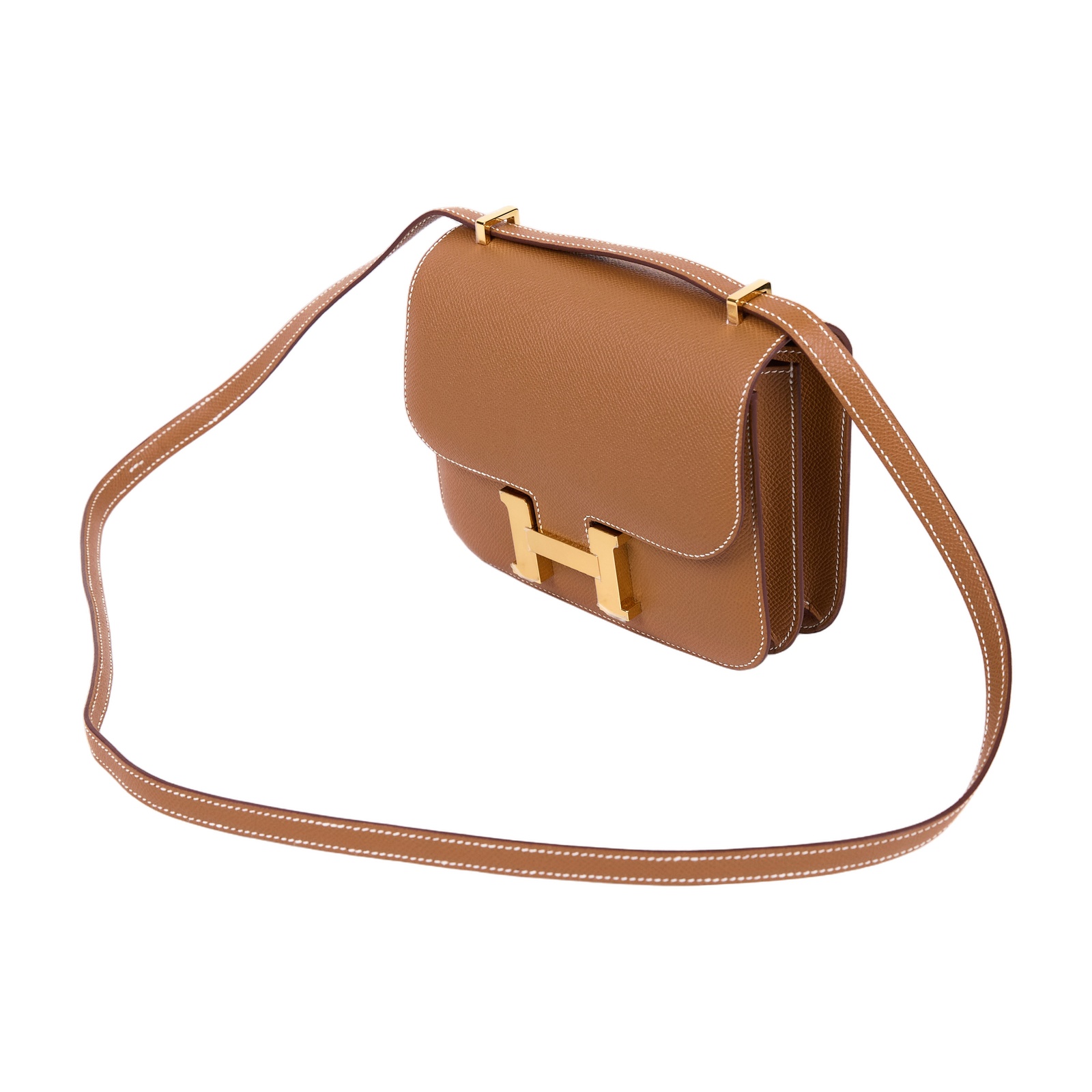 愛馬仕 Hermes Constance Bag 康康包 MIni 18  金色五金 金棕色 H083905CC37 /G AC 376 CI  原廠盒子/防塵袋/國外購買證明/鏡子