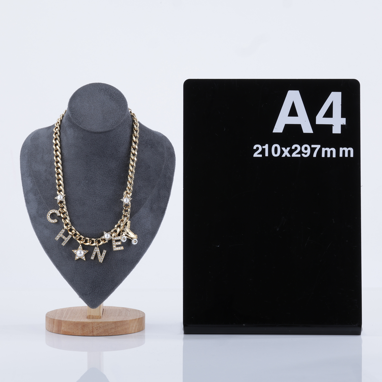 香奈兒 CHANEL CC LOGO 項鍊 C24 C 水鑽LOGO溜冰鞋項鍊 無附屬品