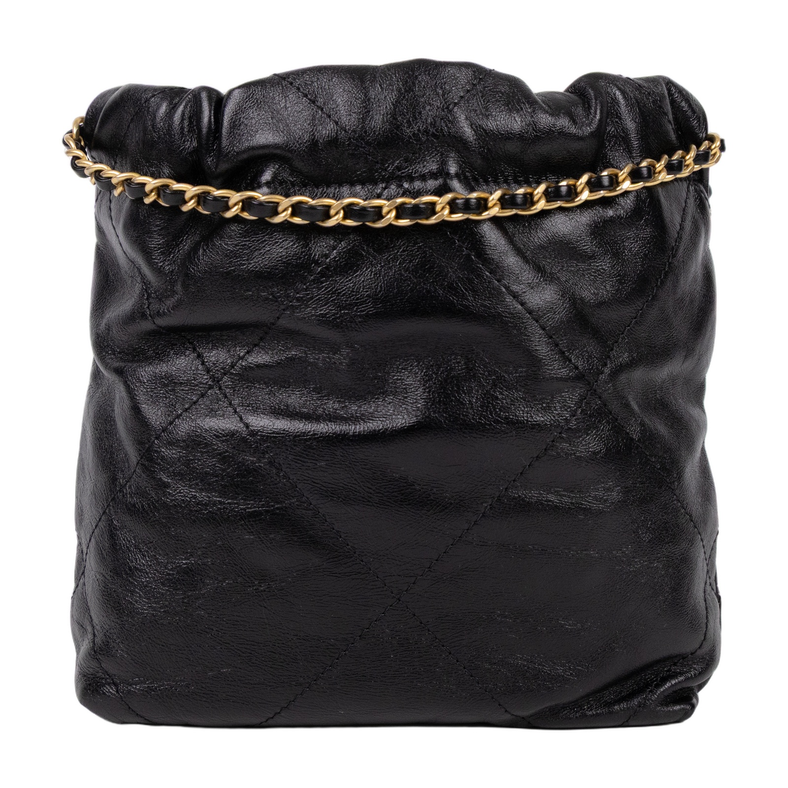 香奈兒 CHANEL 22 迷你 束口包 AS3980 晶片款 黑金珍珠鍊 22 MINI 防塵袋
