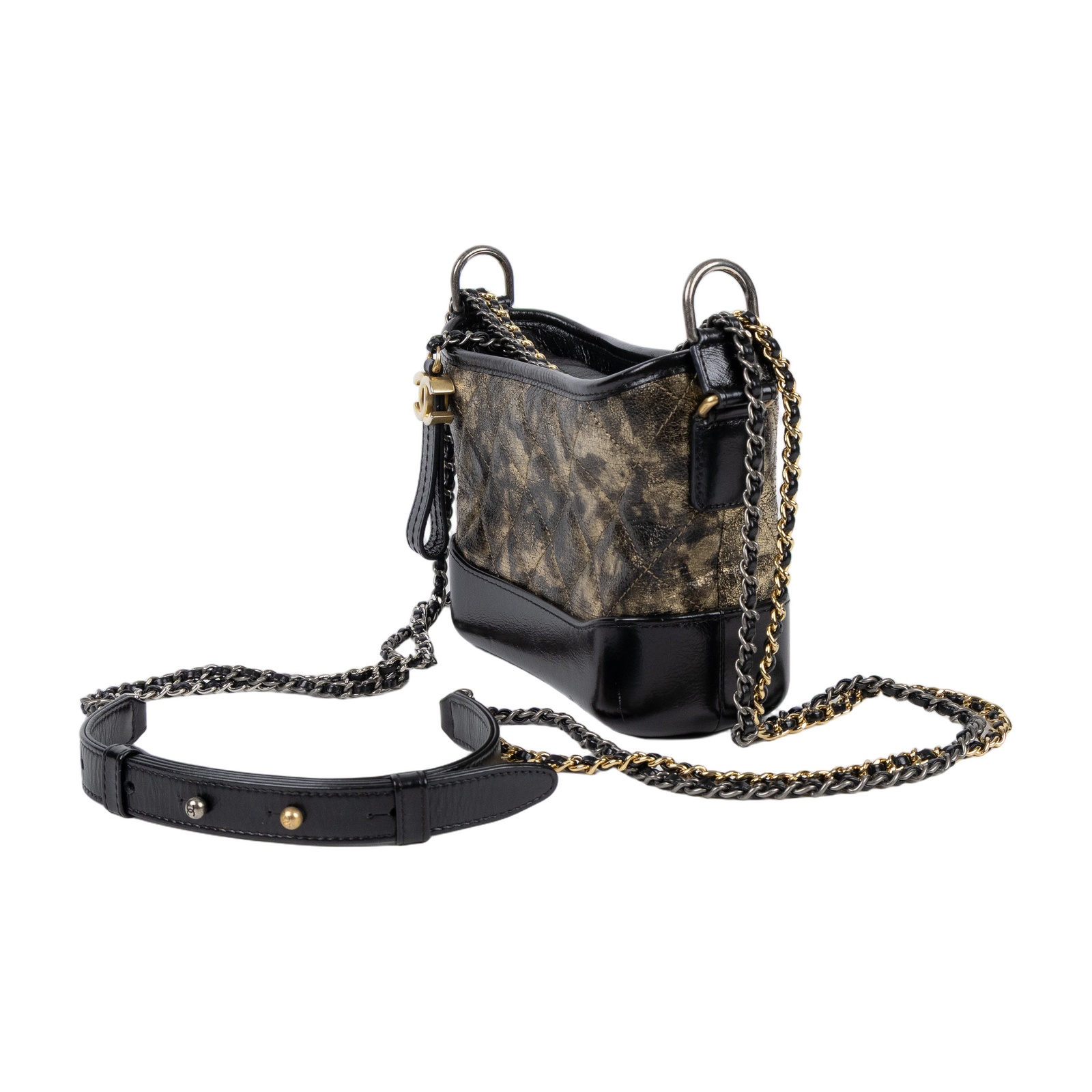 香奈兒 CHANEL 流浪包 小型 A91810 26開黑金流浪包 小號 無附屬品