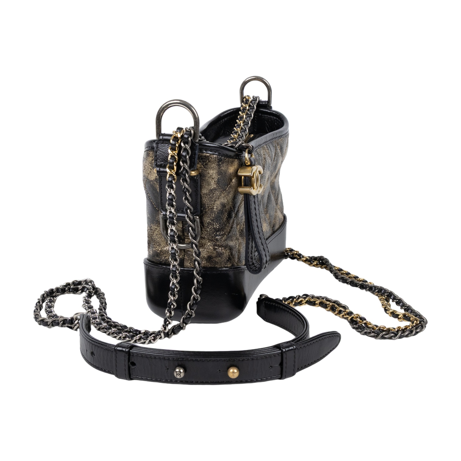 香奈兒 CHANEL 流浪包 小型 A91810 26開黑金流浪包 小號 無附屬品