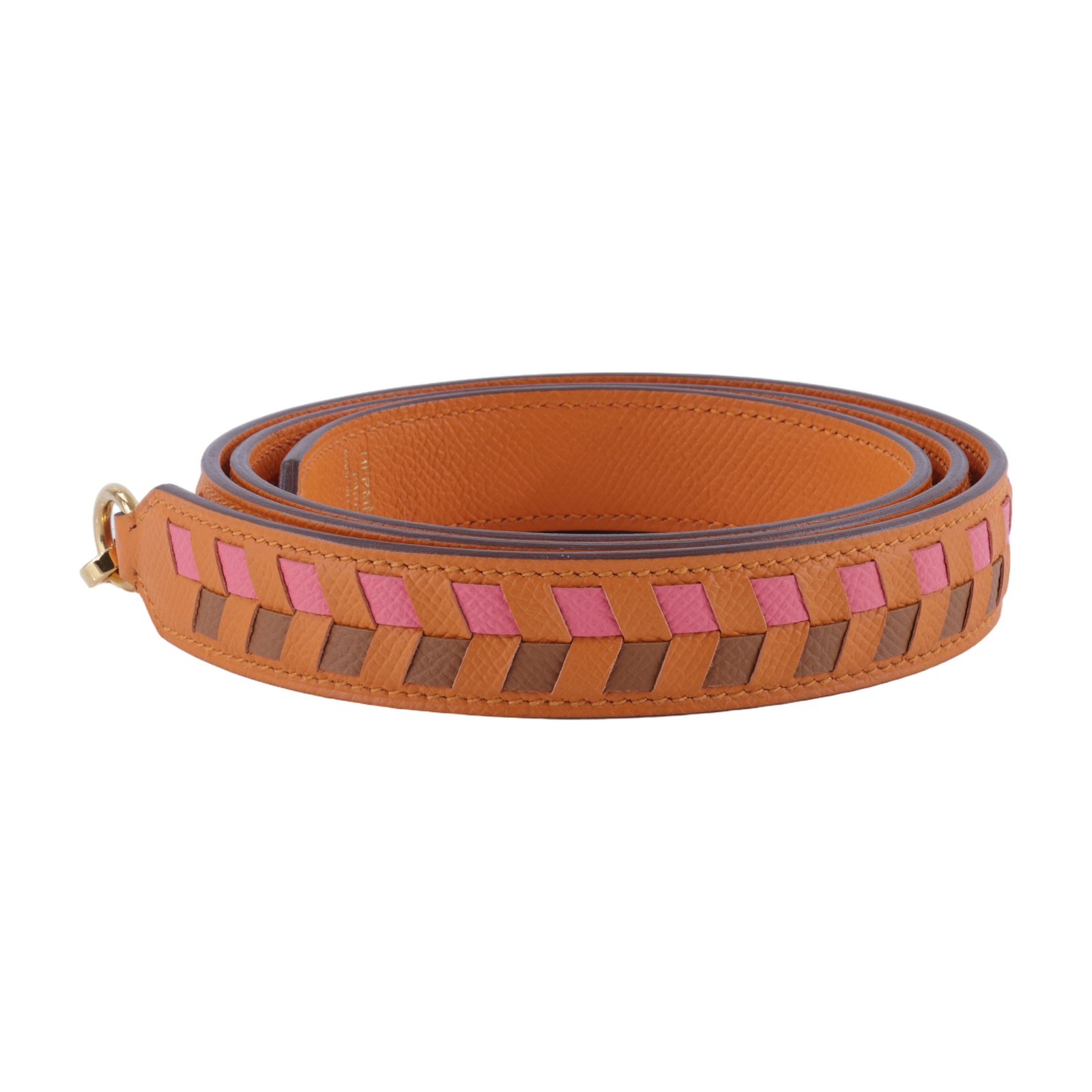愛馬仕 Hermes Tressage 包包 背帶 肩帶  C FM 009 PM C刻 粉棕橘色編織背帶 無附屬品