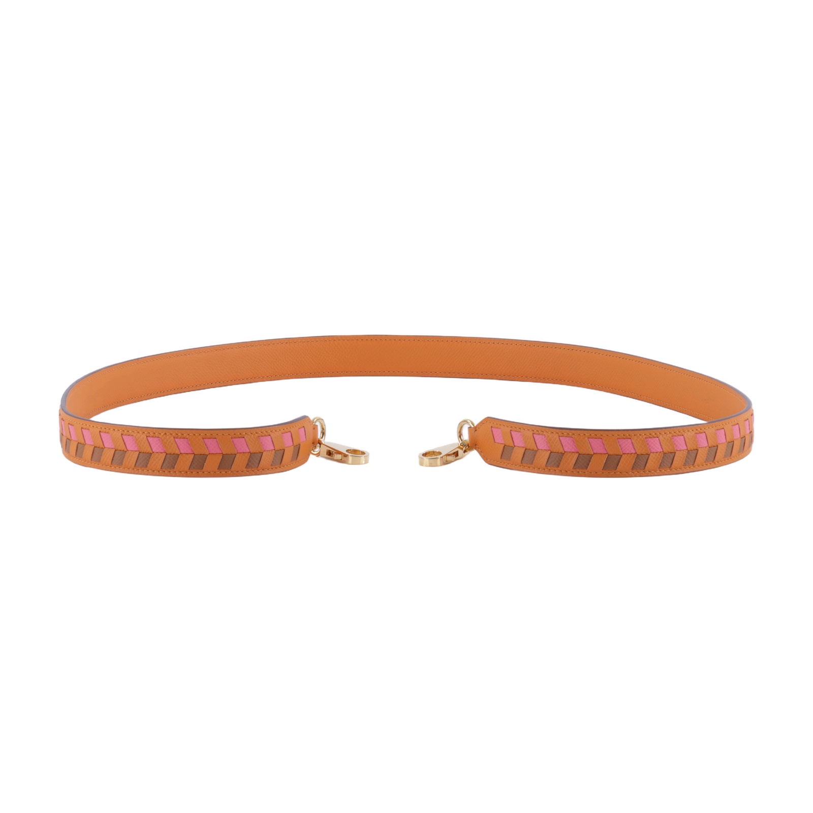 愛馬仕 Hermes Tressage 包包 背帶 肩帶  C FM 009 PM C刻 粉棕橘色編織背帶 無附屬品