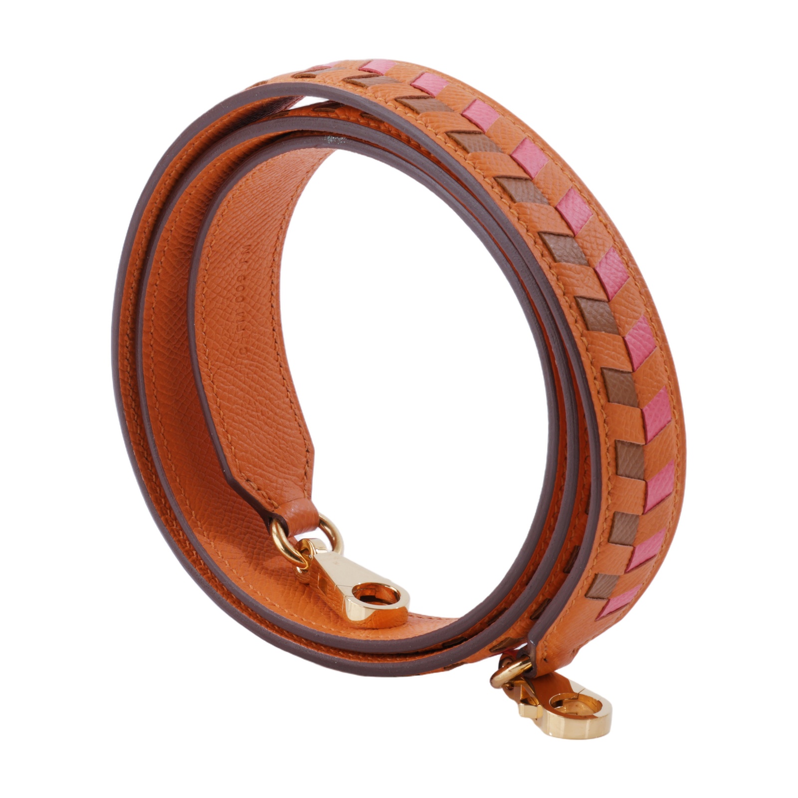 愛馬仕 Hermes Tressage 包包 背帶 肩帶  C FM 009 PM C刻 粉棕橘色編織背帶 無附屬品