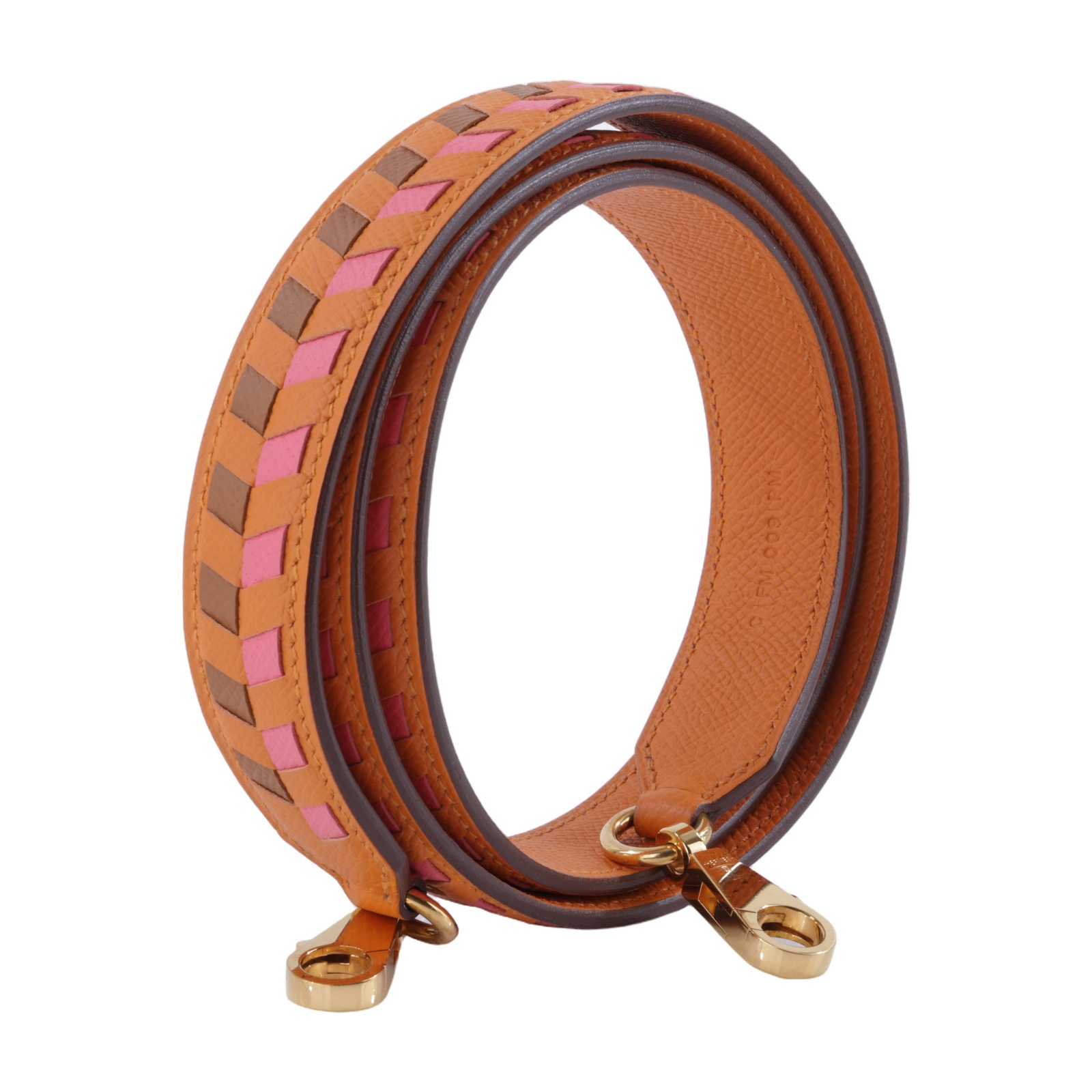愛馬仕 Hermes Tressage 包包 背帶 肩帶  C FM 009 PM C刻 粉棕橘色編織背帶 無附屬品