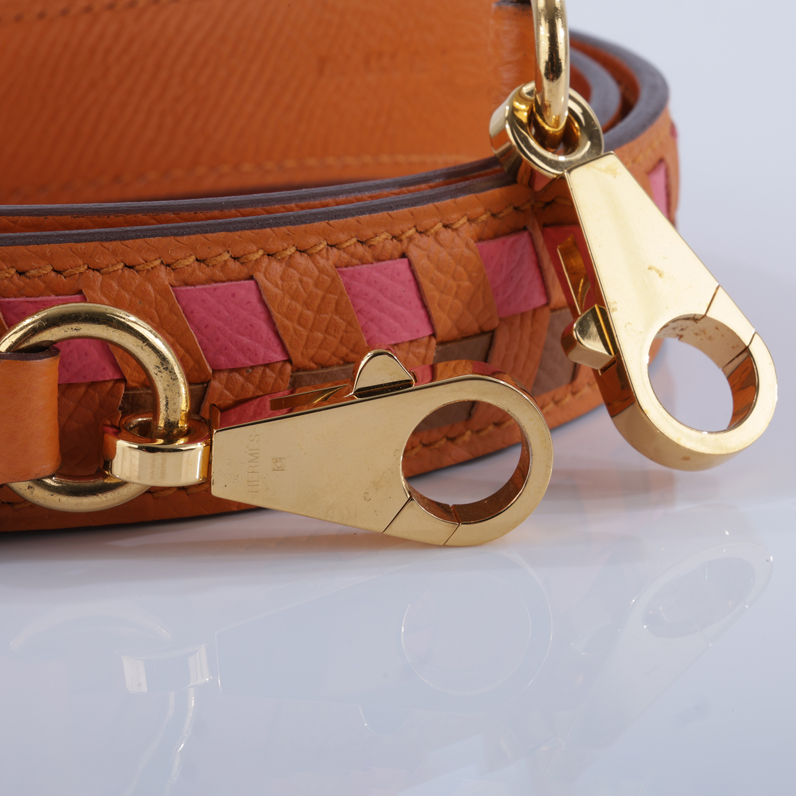 愛馬仕 Hermes Tressage 包包 背帶 肩帶  C FM 009 PM C刻 粉棕橘色編織背帶 無附屬品