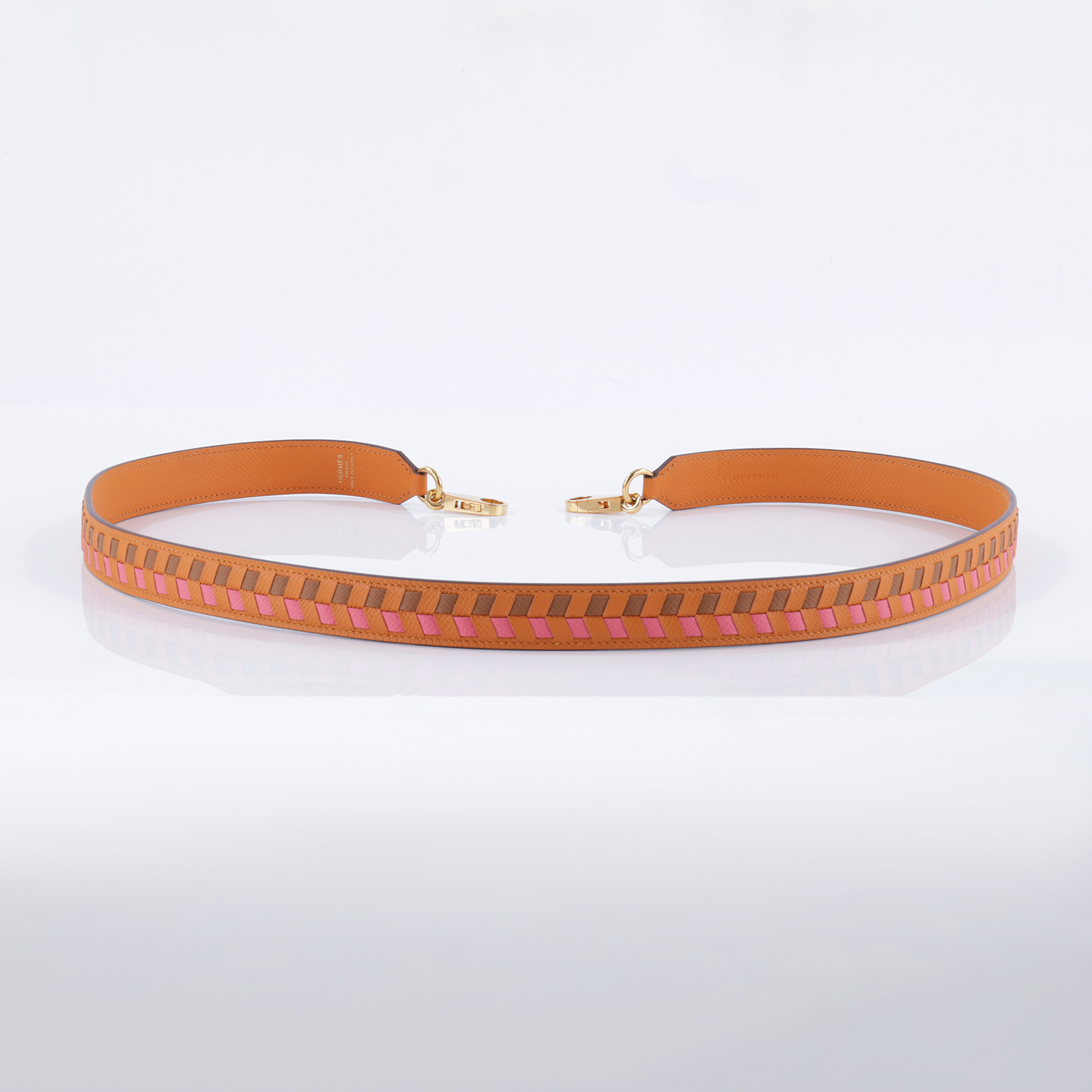 愛馬仕 Hermes Tressage 包包 背帶 肩帶  C FM 009 PM C刻 粉棕橘色編織背帶 無附屬品