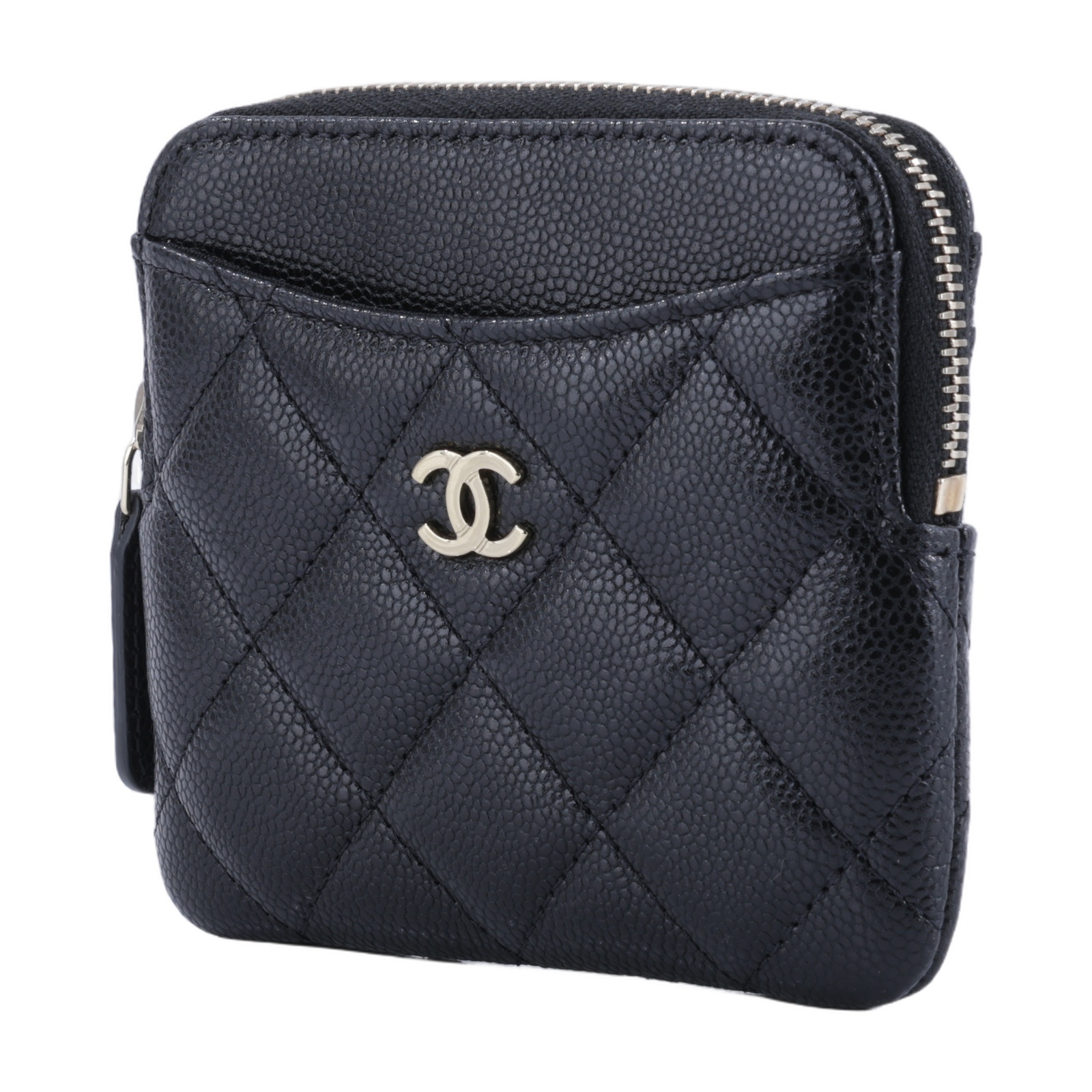 香奈兒 CHANEL CC Logo 5卡 拉鍊 零錢包 AP2061 晶片款 黑荔枝吐司零錢包 原廠盒子/防塵袋/國外購買證明