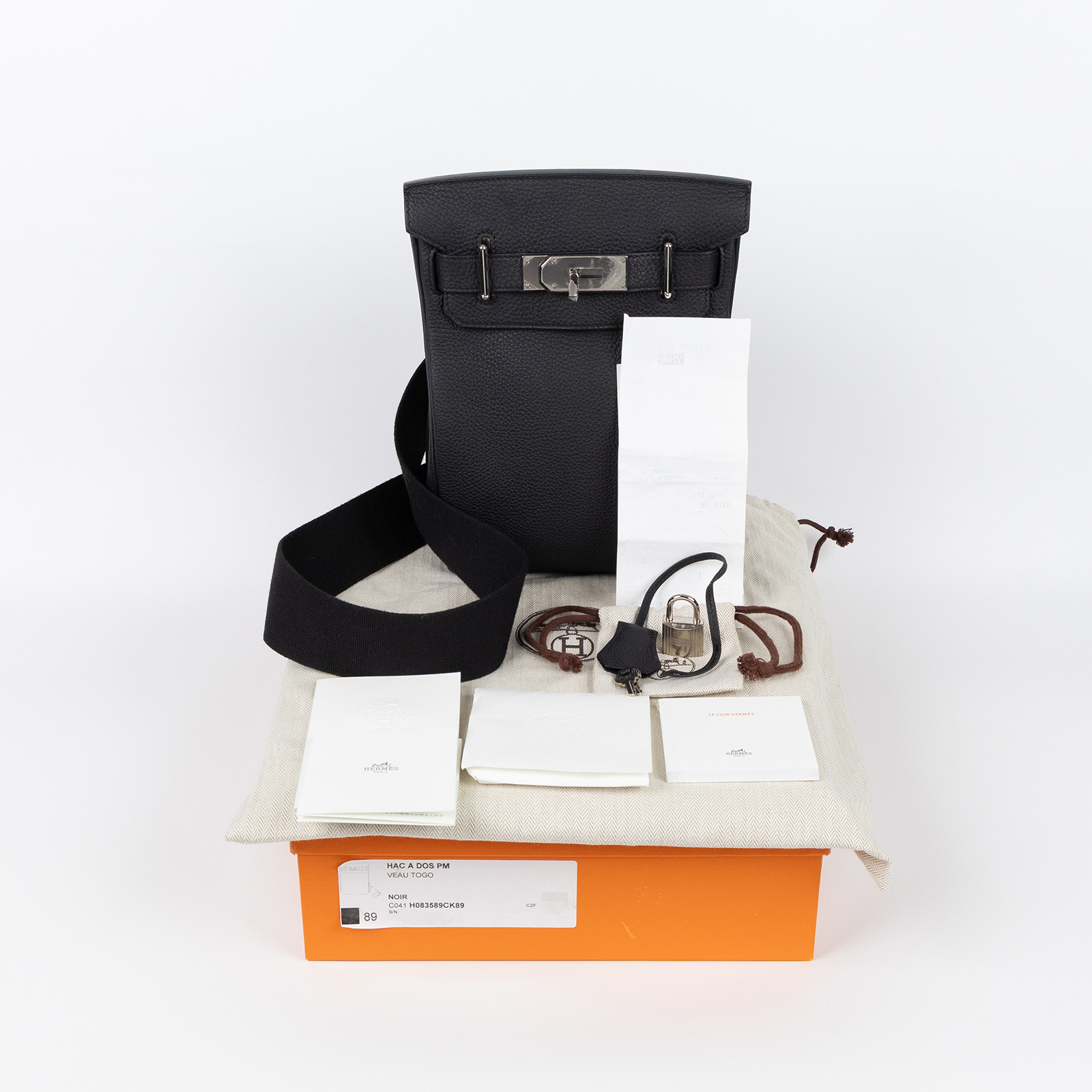 愛馬仕 Hermes Hac a Dos PM backpack 後背包 銀色五金 黑色 H083589CK89 /B F 1101 DU  原廠盒子/防塵袋/鎖組