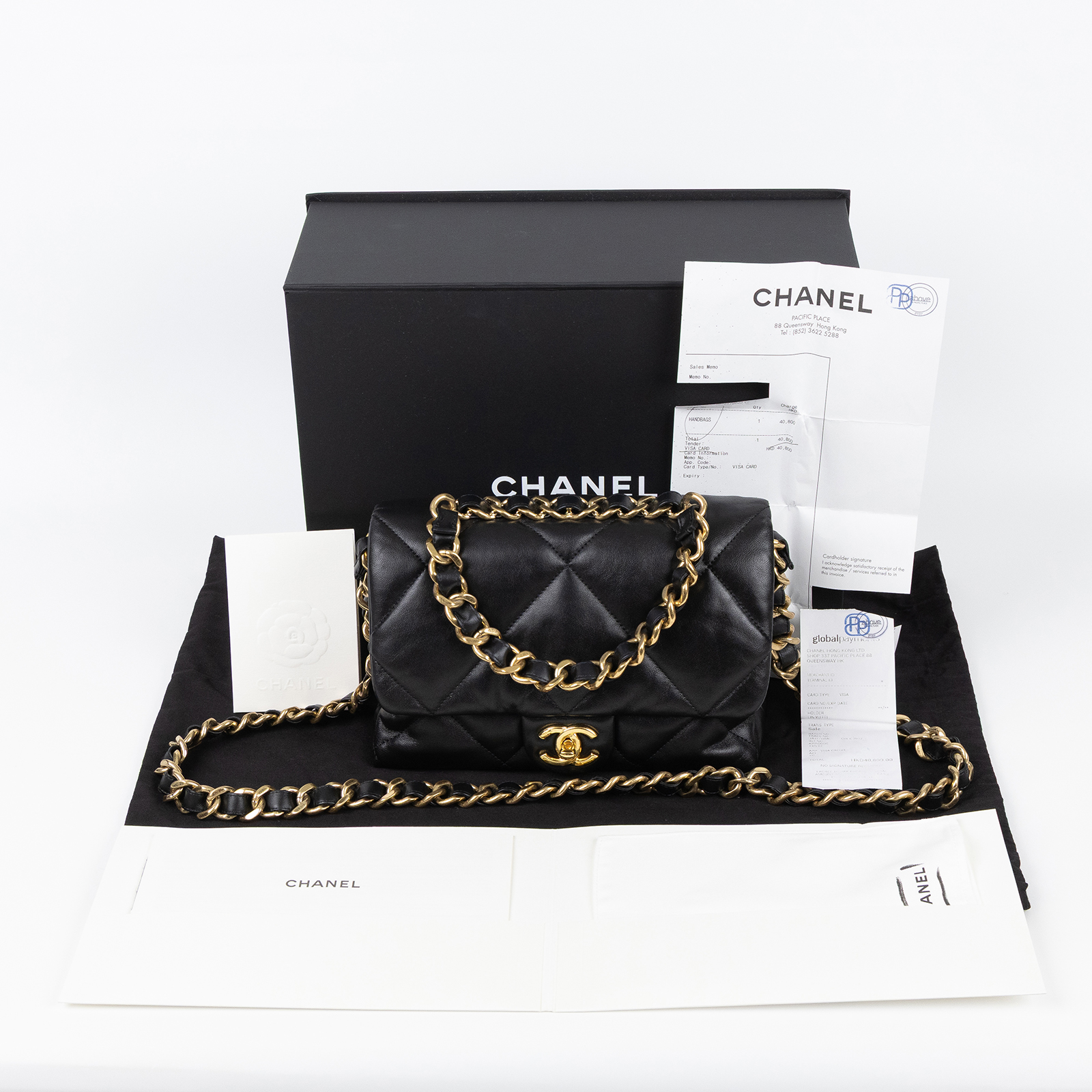 香奈兒 CHANEL 19 手提 肩背 鏈帶 口蓋包 AS3499 B08863 晶片款 黑金粗鍊口蓋包 原廠盒子/防塵袋/購買證明