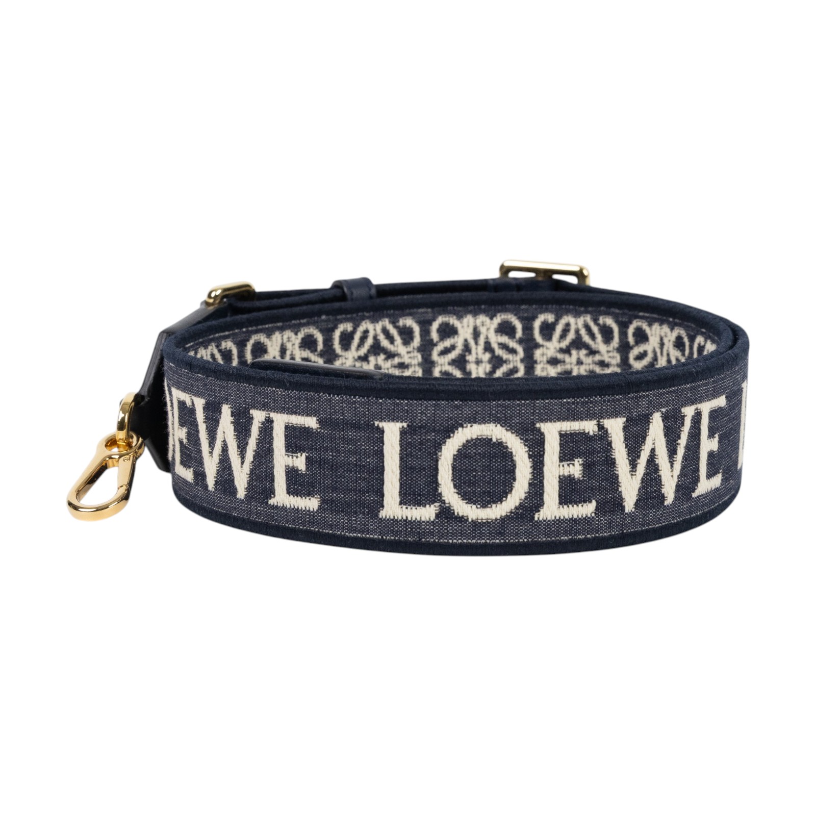 羅意威 LOEWE 緹花織 小牛皮 Anagram 肩帶 背帶 C886T90X01 深藍Anagram緹花背帶 防塵袋