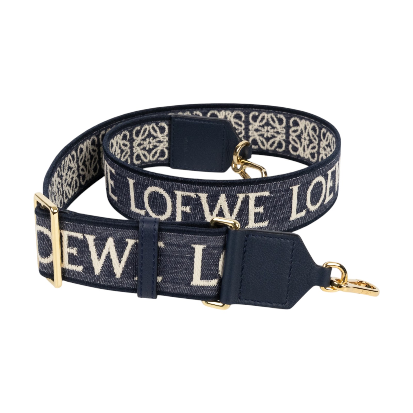 羅意威 LOEWE 緹花織 小牛皮 Anagram 肩帶 背帶 C886T90X01 深藍Anagram緹花背帶 防塵袋
