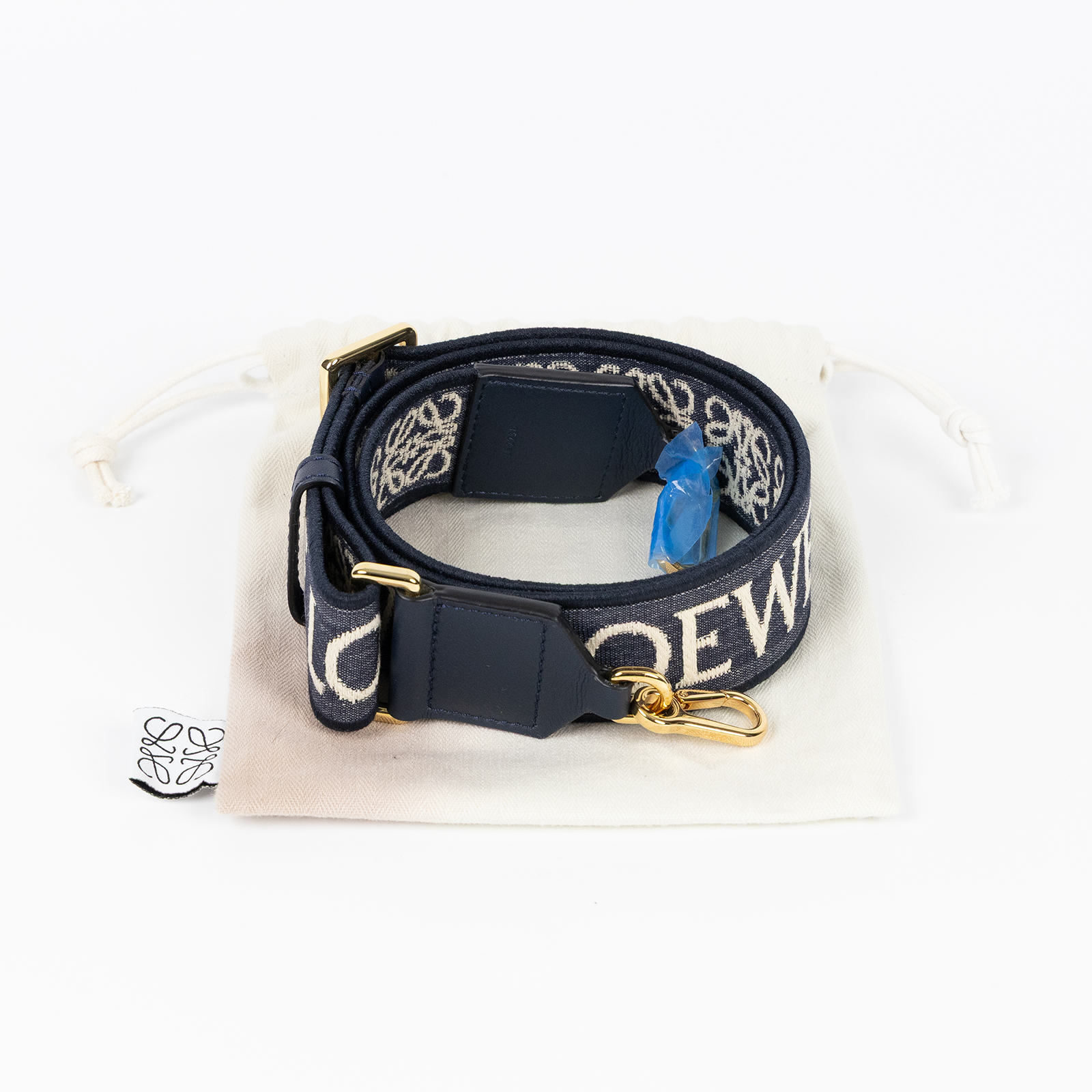 羅意威 LOEWE 緹花織 小牛皮 Anagram 肩帶 背帶 C886T90X01 深藍Anagram緹花背帶 防塵袋