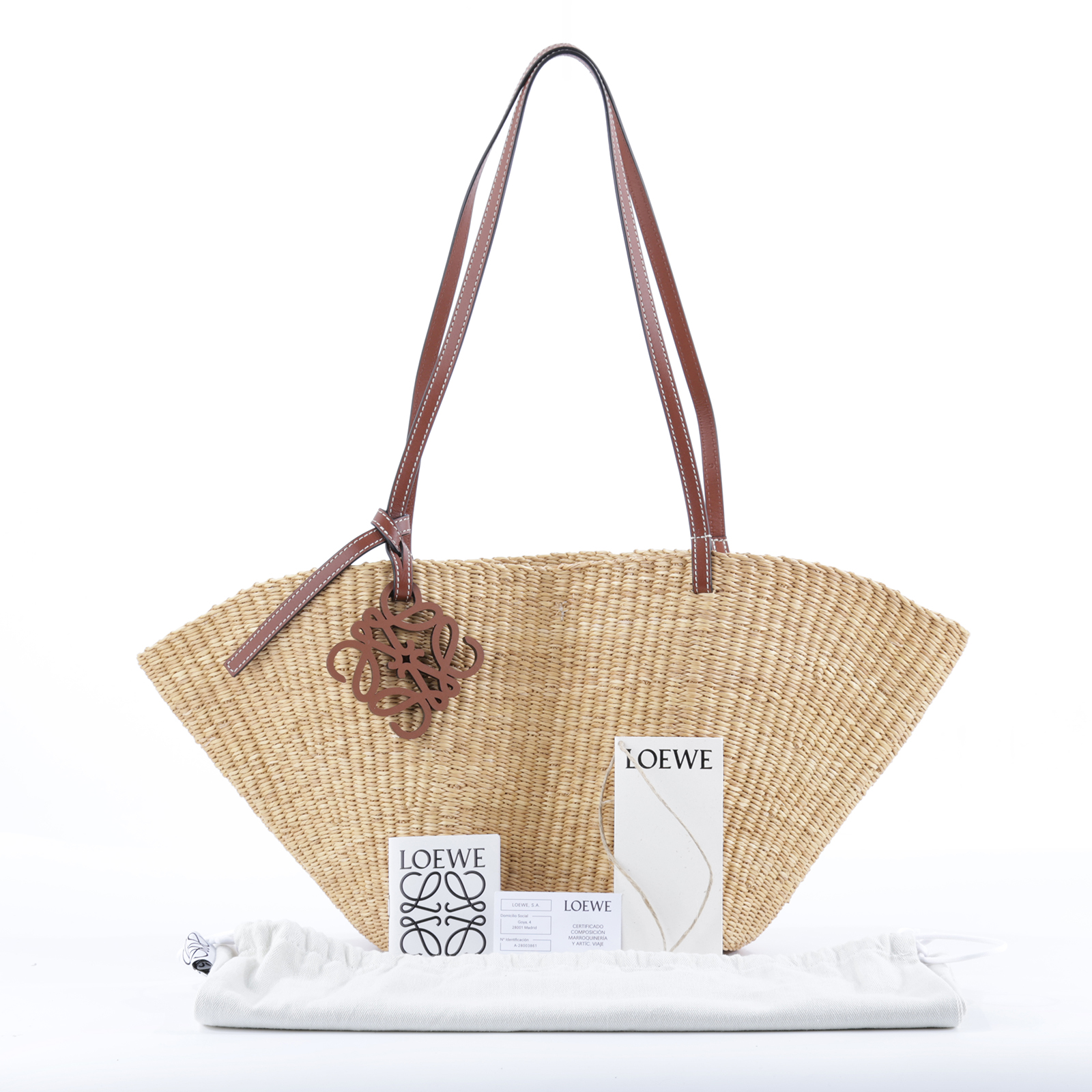 羅意威 LOEWE Shell Basket Bag 手提包 小型 A223096X06 草編SHELL BASKET肩背包 小號 防塵袋