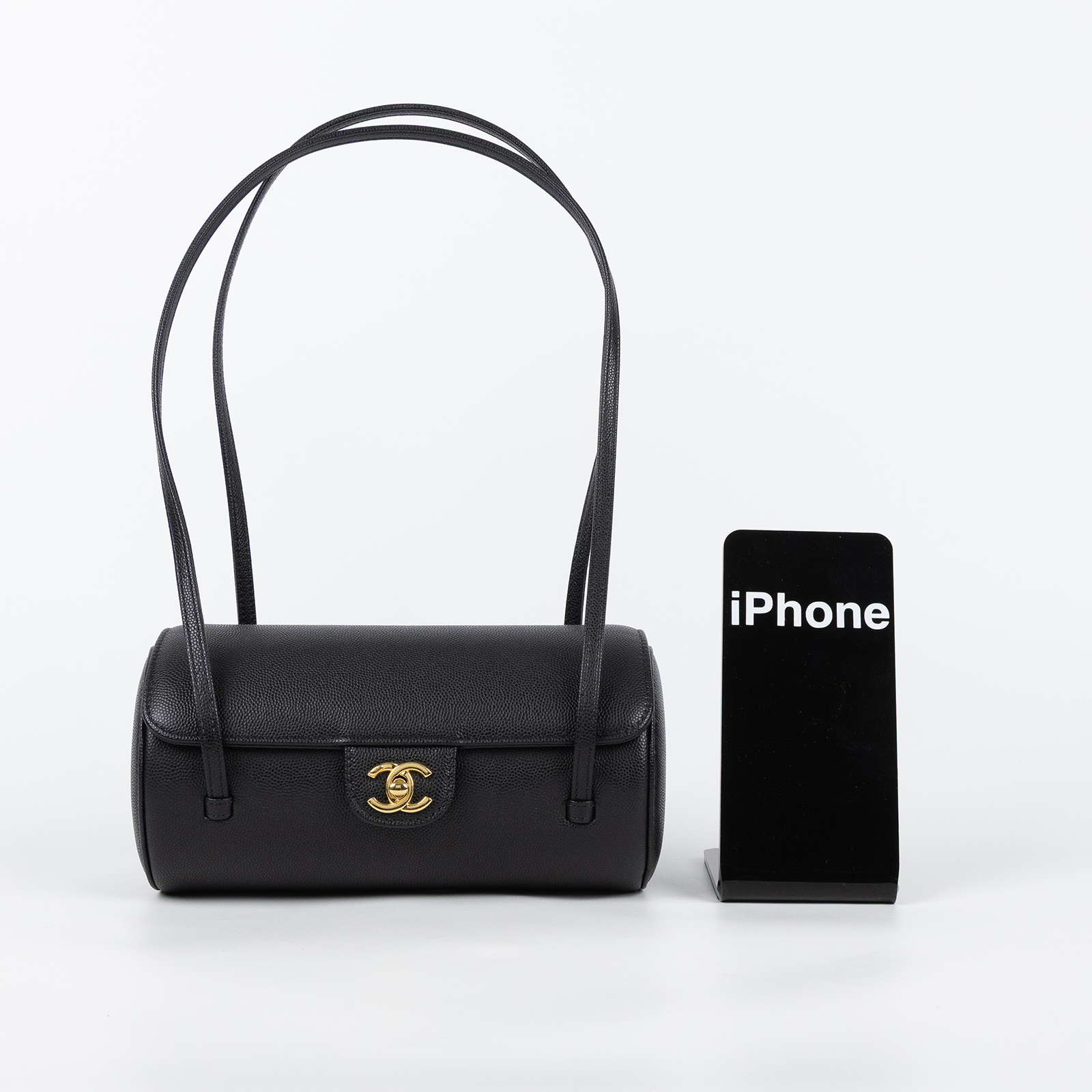 香奈兒 CHANEL preppy coco 小型 CF 口蓋包 晚宴包 肩背包 AS6143 B23483 晶片款 黑金荔枝PREPPY COCO圓筒包 小號 原廠盒子/防塵袋/購買證明