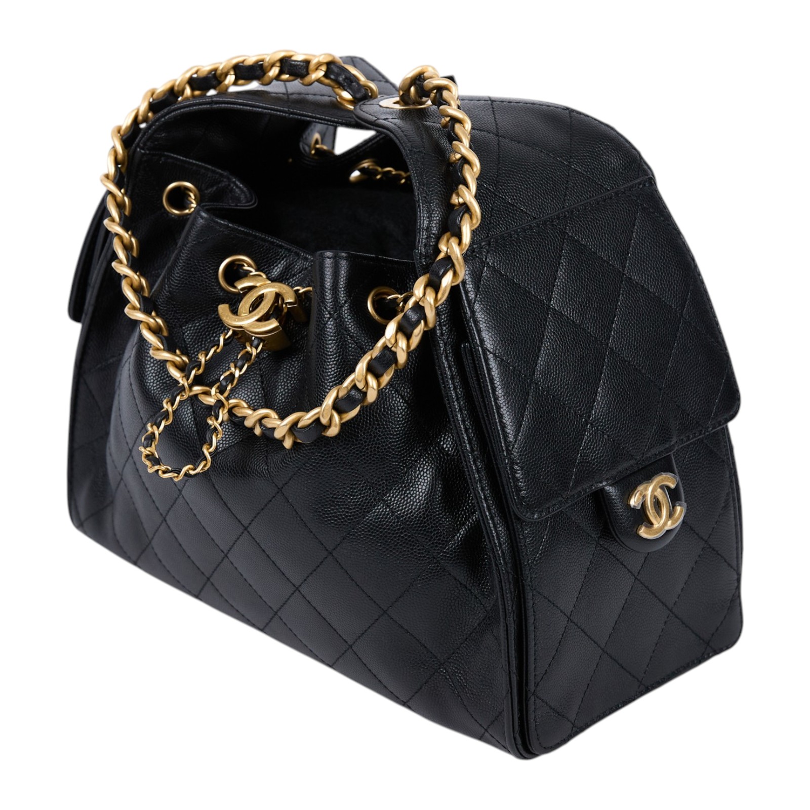 香奈兒 CHANEL 25 小型包 AS5293 晶片款 黑金荔枝25包 小號 防塵袋