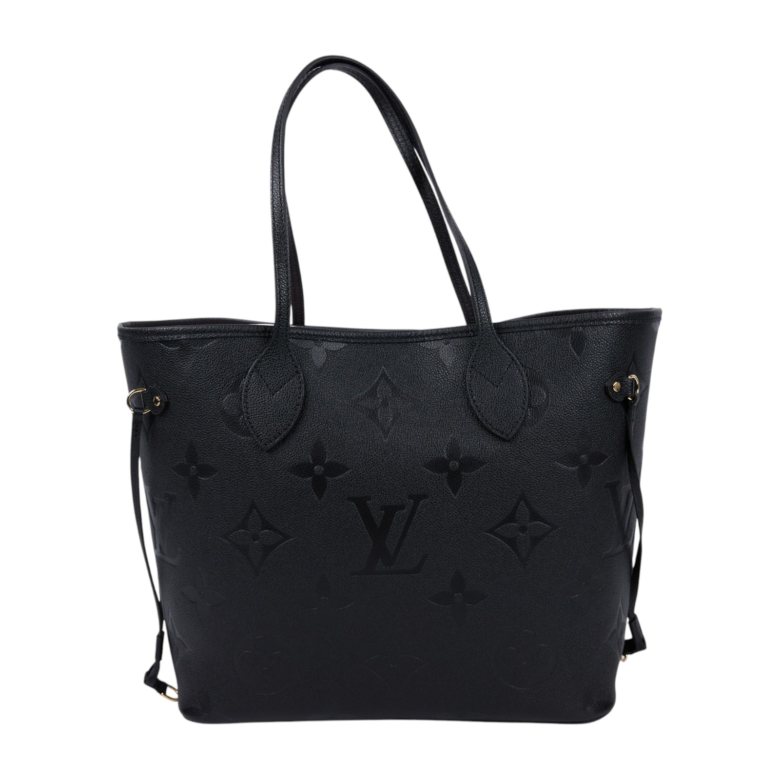 路易威登 LOUIS VUITTON Neverfull MM 手提 托特包 壓花牛皮 黑色 M45685 晶片款  防塵袋/內袋
