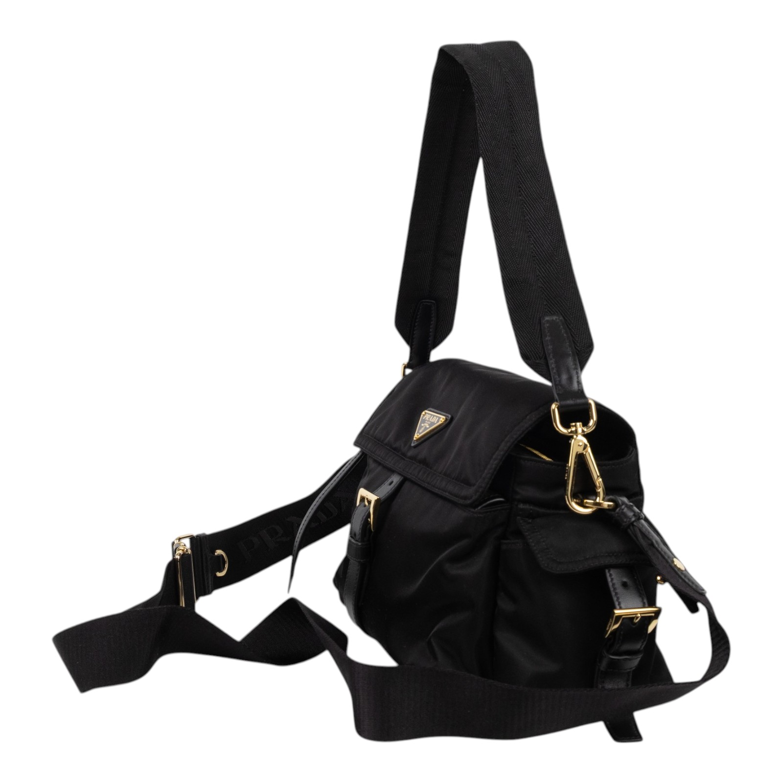 普拉達 PRADA Explore Re-Nylon 中型 翻蓋肩背袋 1BD394_RDLN 黑RE-NYLON EXPLORE MEDIUM 背帶2/防塵袋