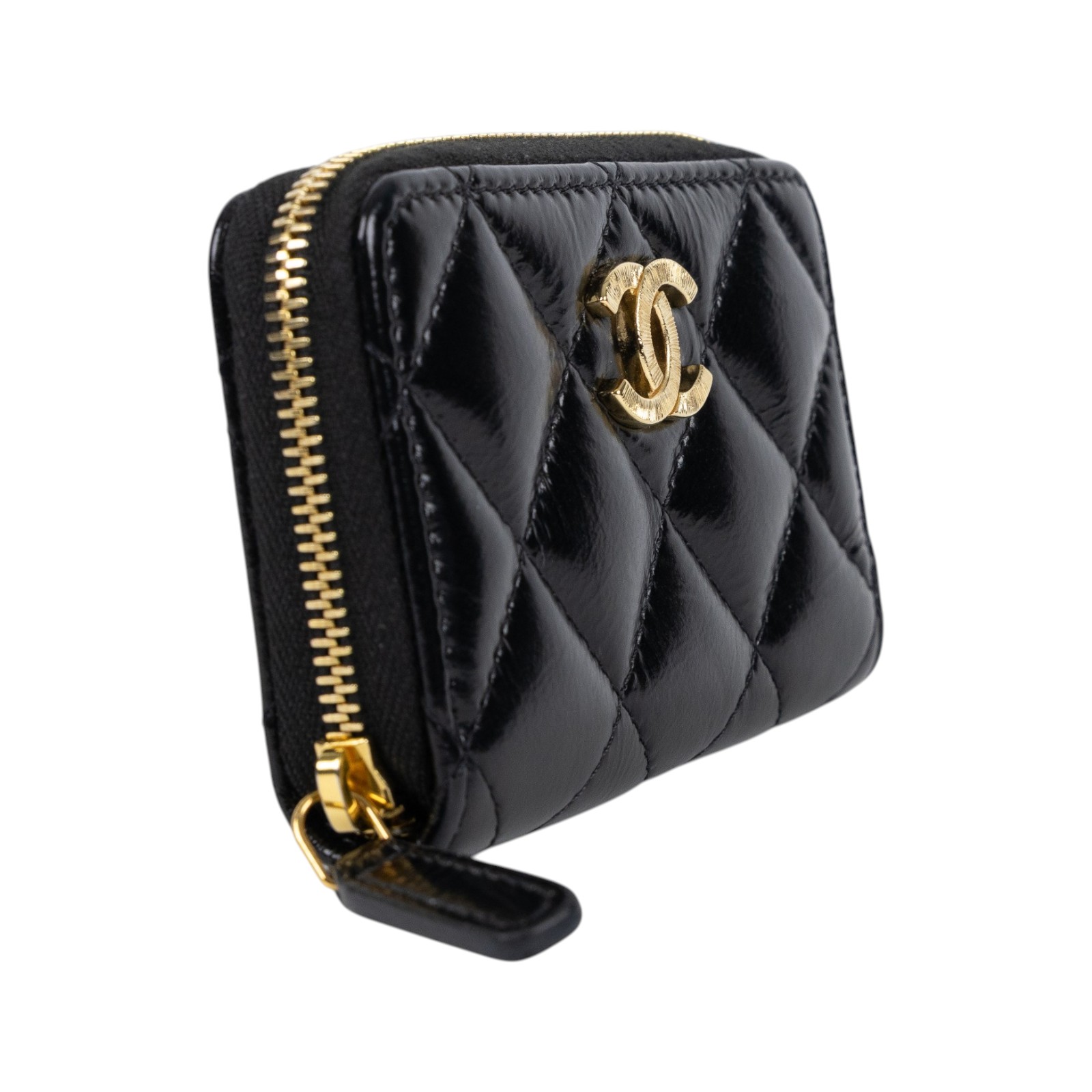 香奈兒 CHANEL CC LOGO 零錢包 卡包 錢包 AP4262 晶片款 黑金油蠟拉鍊卡包 無附屬品