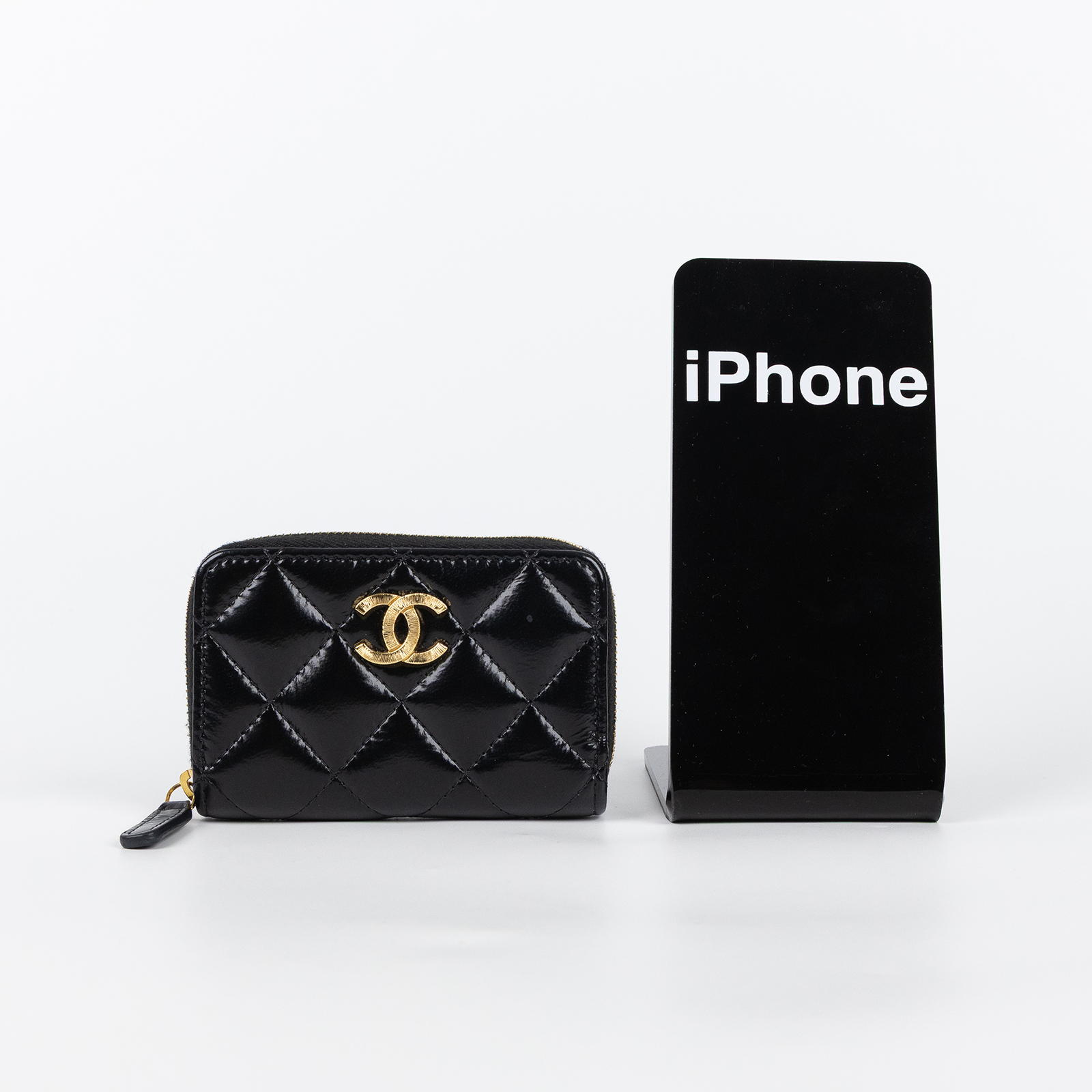 香奈兒 CHANEL CC LOGO 零錢包 卡包 錢包 AP4262 晶片款 黑金油蠟拉鍊卡包 無附屬品