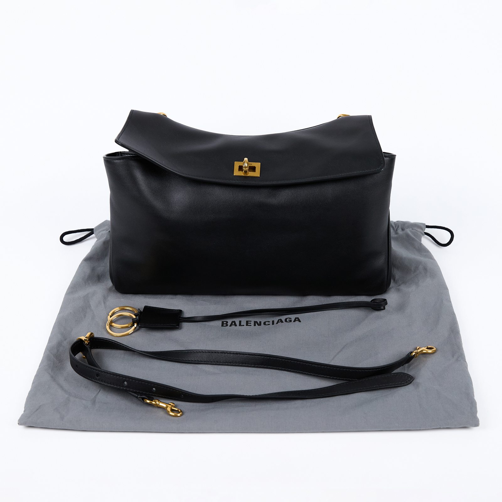 巴黎世家 BALENCIAGA Rodeo Small 郵差包 斜背包 手提包 金色五金 8217872AA4V  防塵袋/背帶/鑰匙圈吊飾