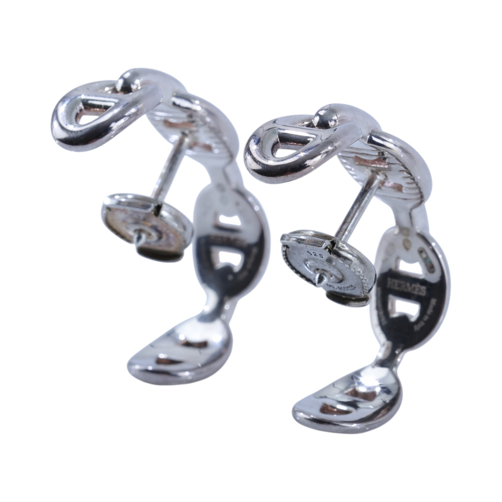愛馬仕 Hermes Chaine dancre Enchainee 爬耳式耳環 純銀材質 H122506Bv00 /24AB006864  原廠盒子/購買證明影本