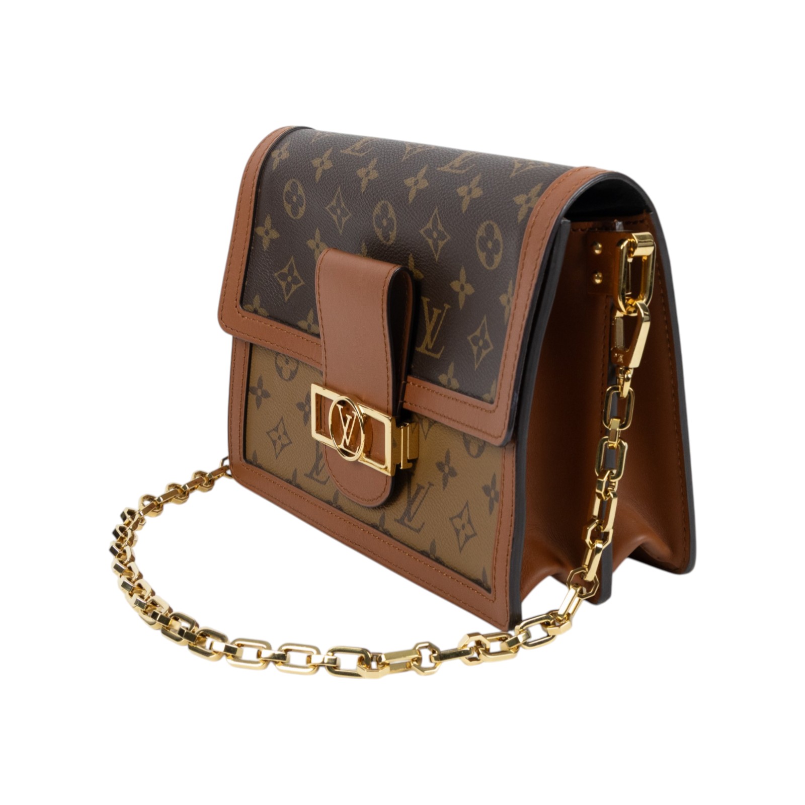 路易威登 LOUIS VUITTON Dauphine MM 手提包 雙色翻蓋斜背 鏈帶包 M45958 原花DAUPHINE MM 原廠盒子/防塵袋/背帶2