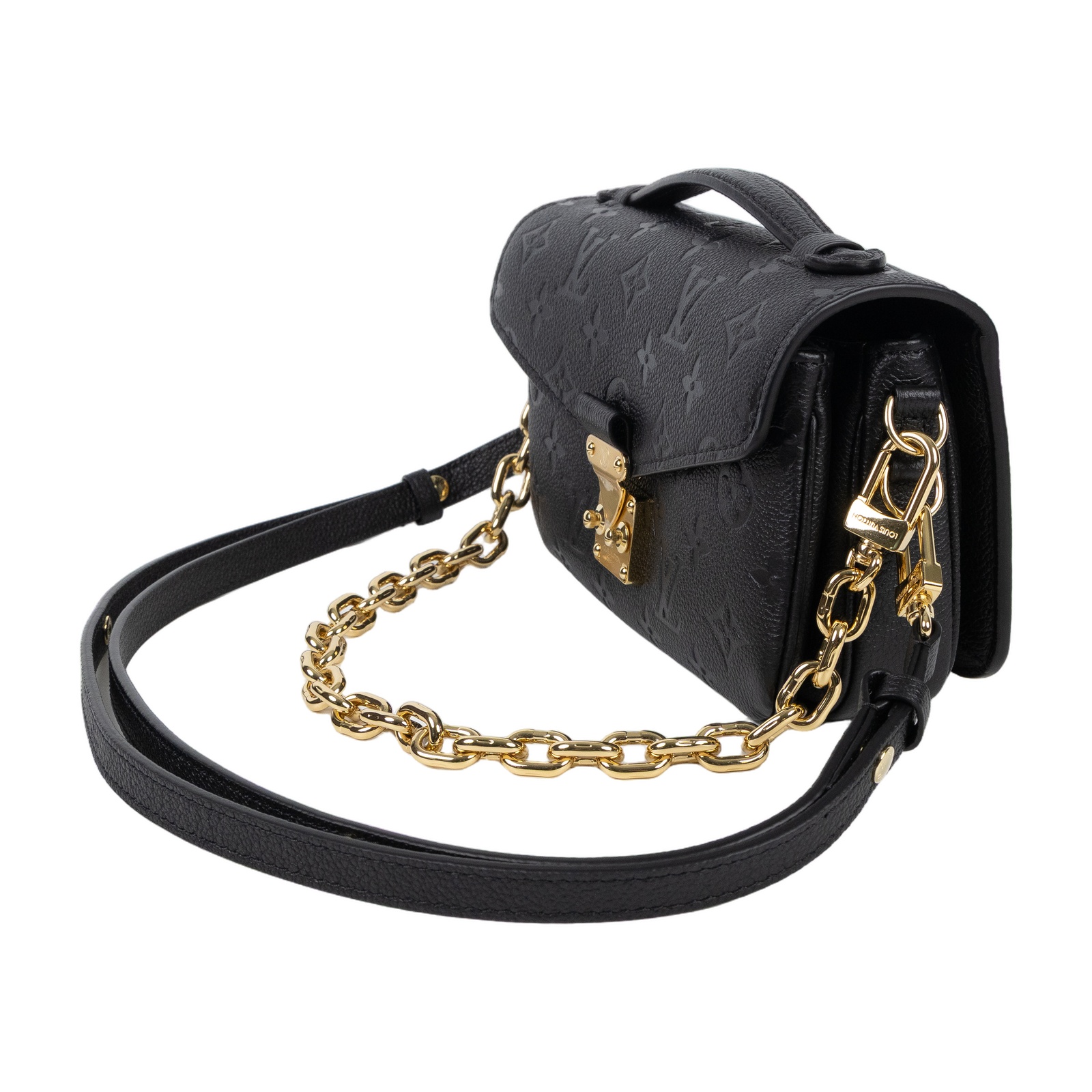 路易威登 LOUIS VUITTON Pochette Métis East West 鏈條 郵差包 腋下單肩包 黑色 M46595 晶片款  原廠盒子/防塵袋/背帶2