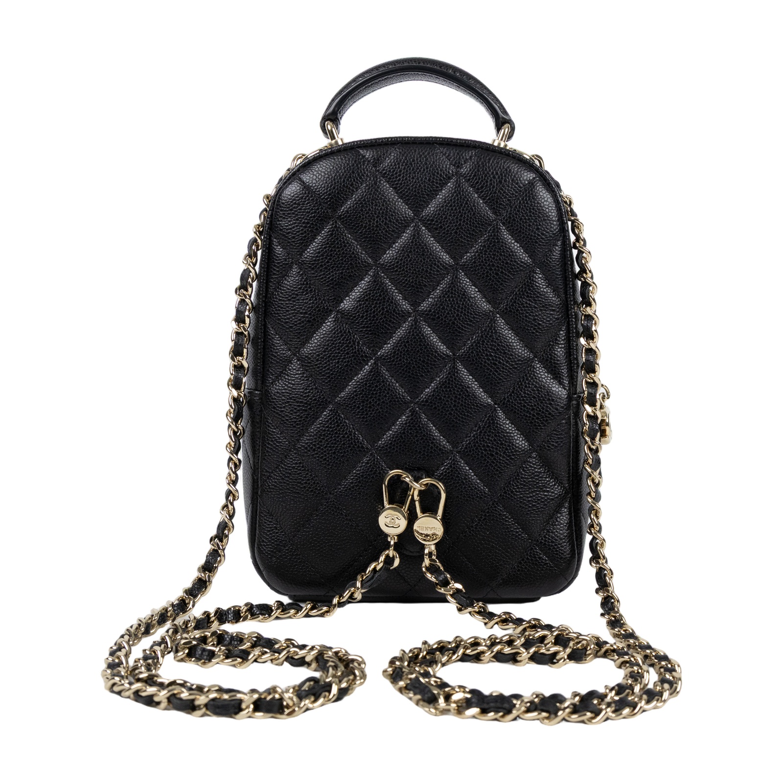 香奈兒 CHANEL 經典 迷你 後背包 AP3753 晶片款 黑淡金荔枝迷你後背包 原廠盒子/防塵袋