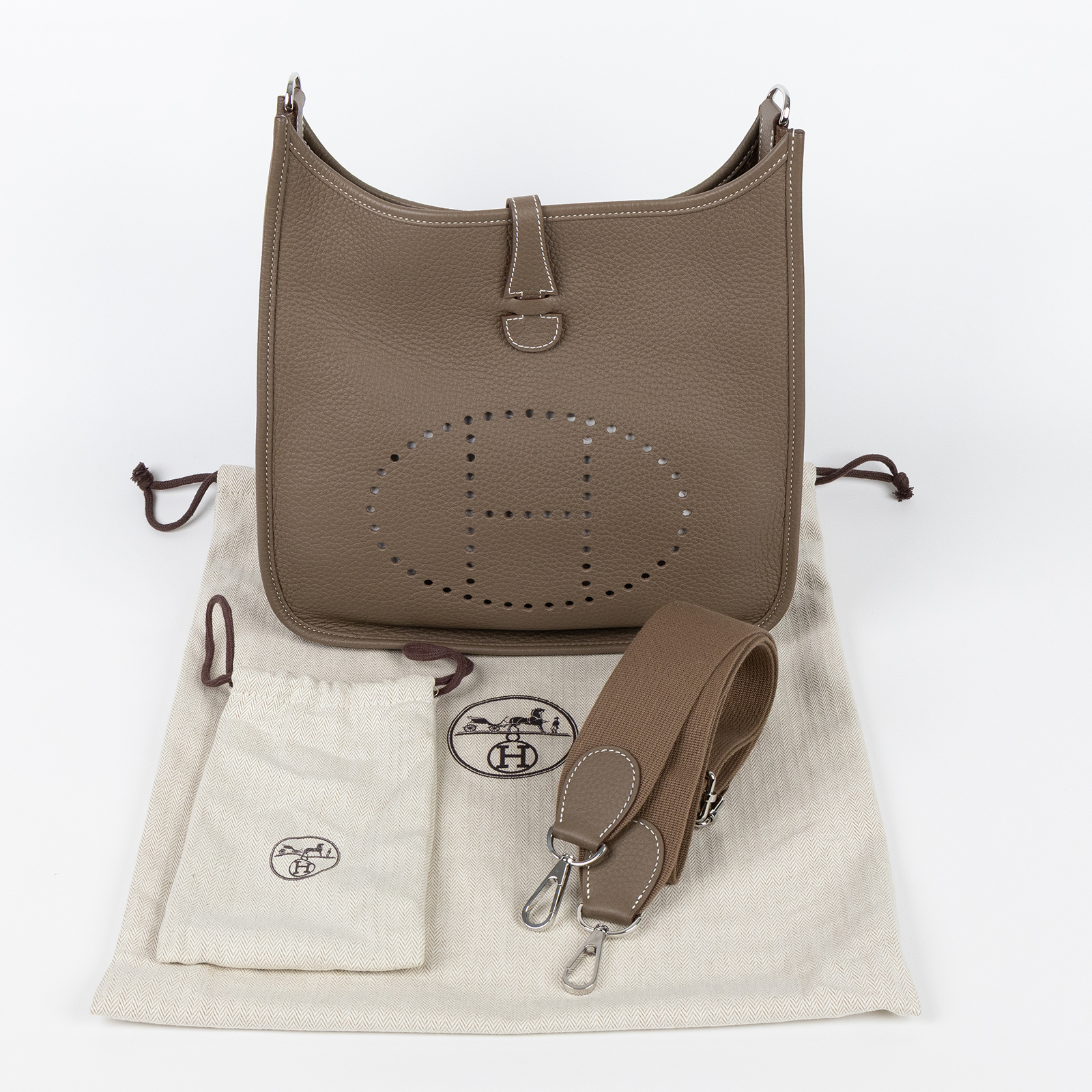 愛馬仕 Hermes Evelyne Bag 伊芙琳包 29 馬蹄型 EV29 W BS 009 ZB W刻大象灰 EVELYNE29 防塵袋/背帶