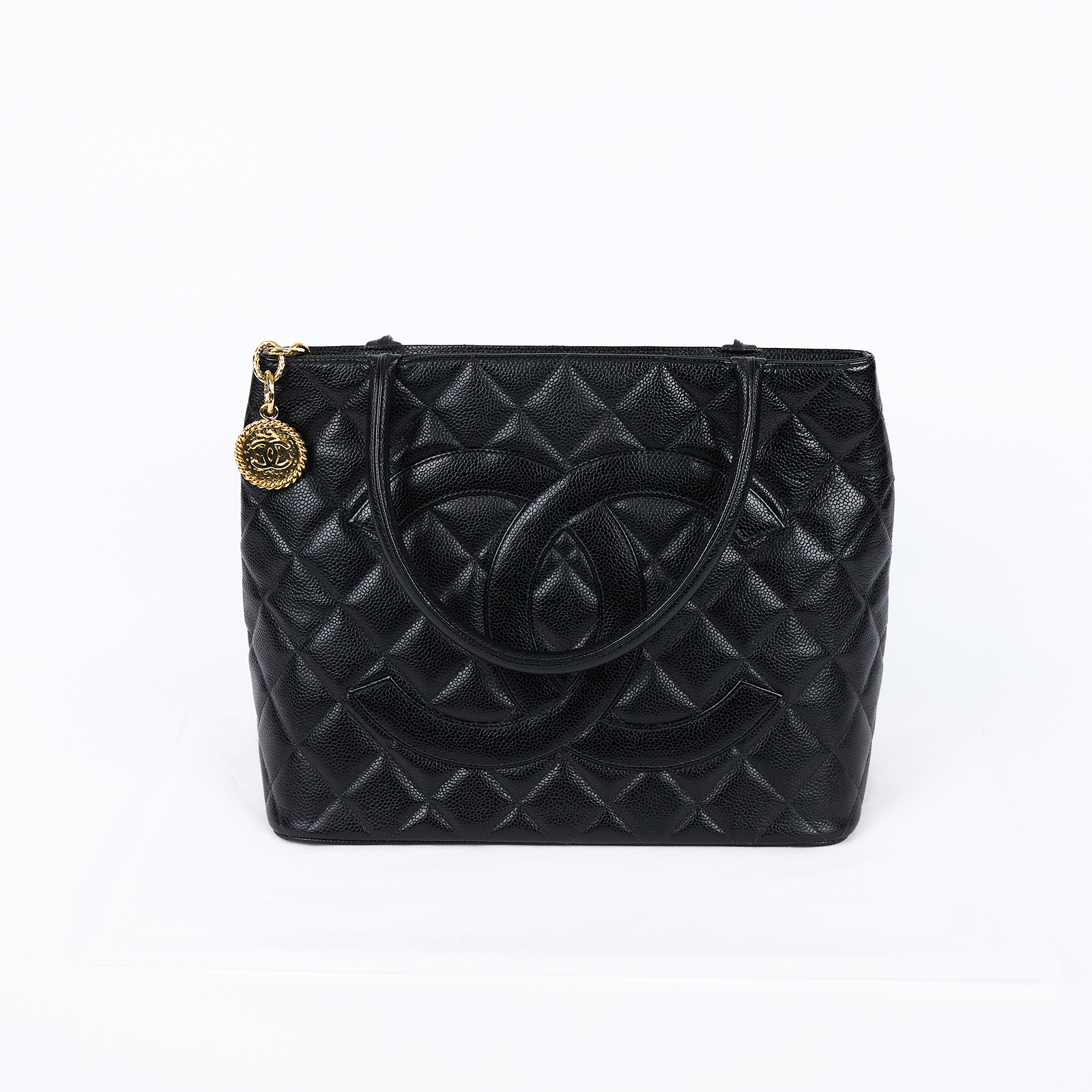 香奈兒 CHANEL 手提包 方型 銀幣包 A01804 9開 黑荔枝金幣托特包 無附屬品