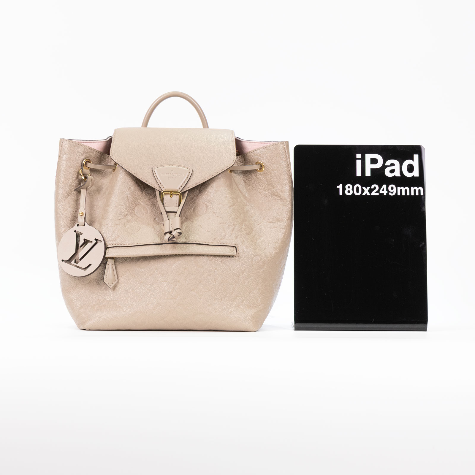 路易威登 LOUIS VUITTON Montsouris 後背包 M45410 晶片款 米灰壓紋後背包 防塵袋