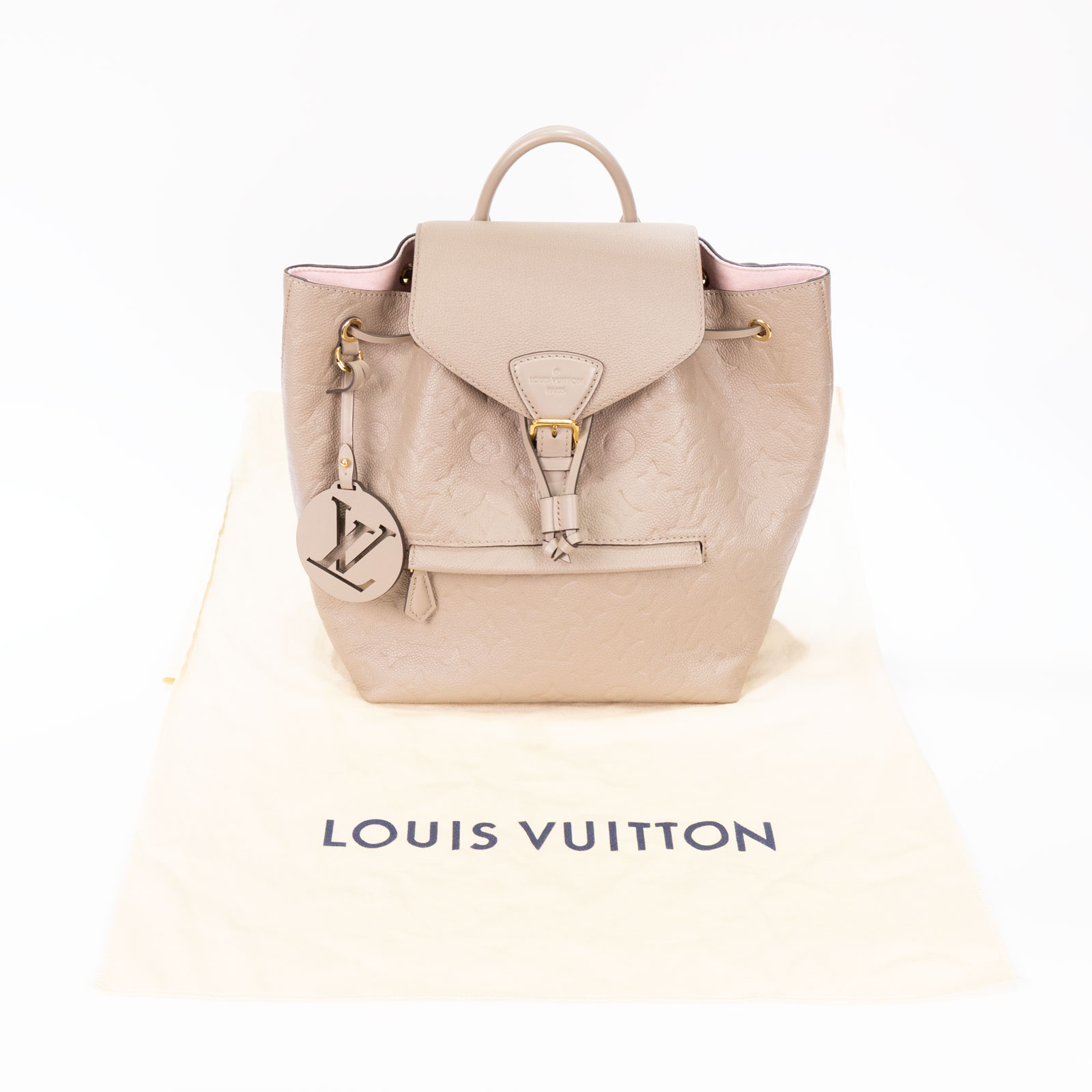 路易威登 LOUIS VUITTON Montsouris 後背包 M45410 晶片款 米灰壓紋後背包 防塵袋