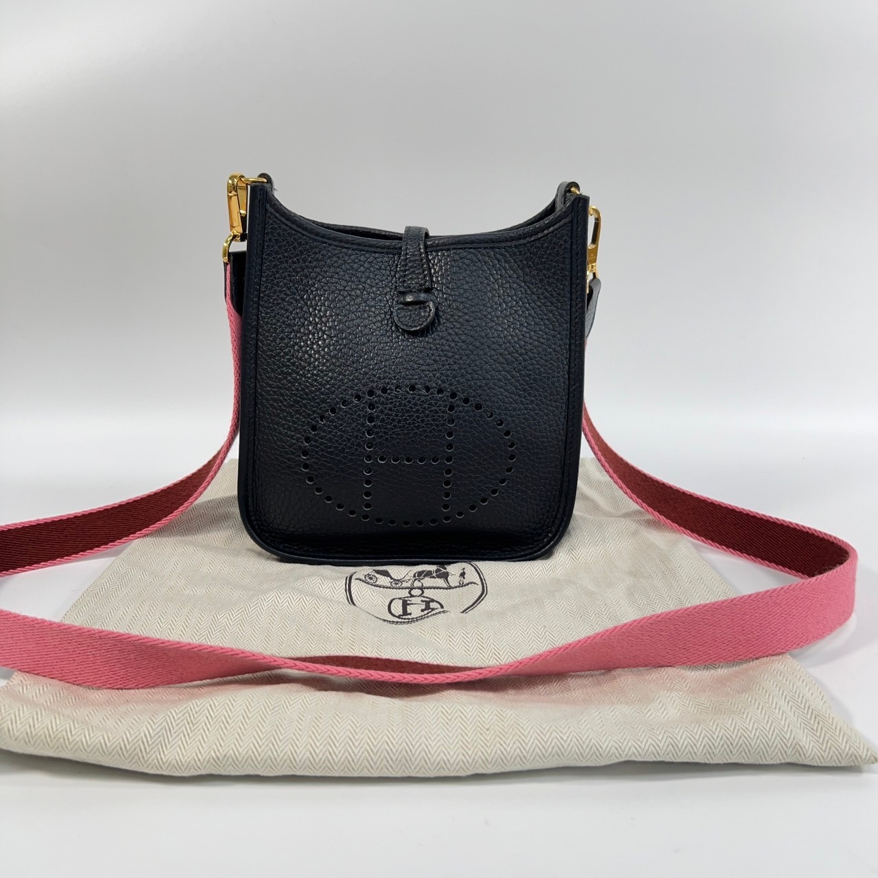 愛馬仕 Hermes Evelyne Bag Mini 伊芙琳包 Evelyne 16 EV16 C刻 深藍MINI EVELYNE 防塵袋/背帶