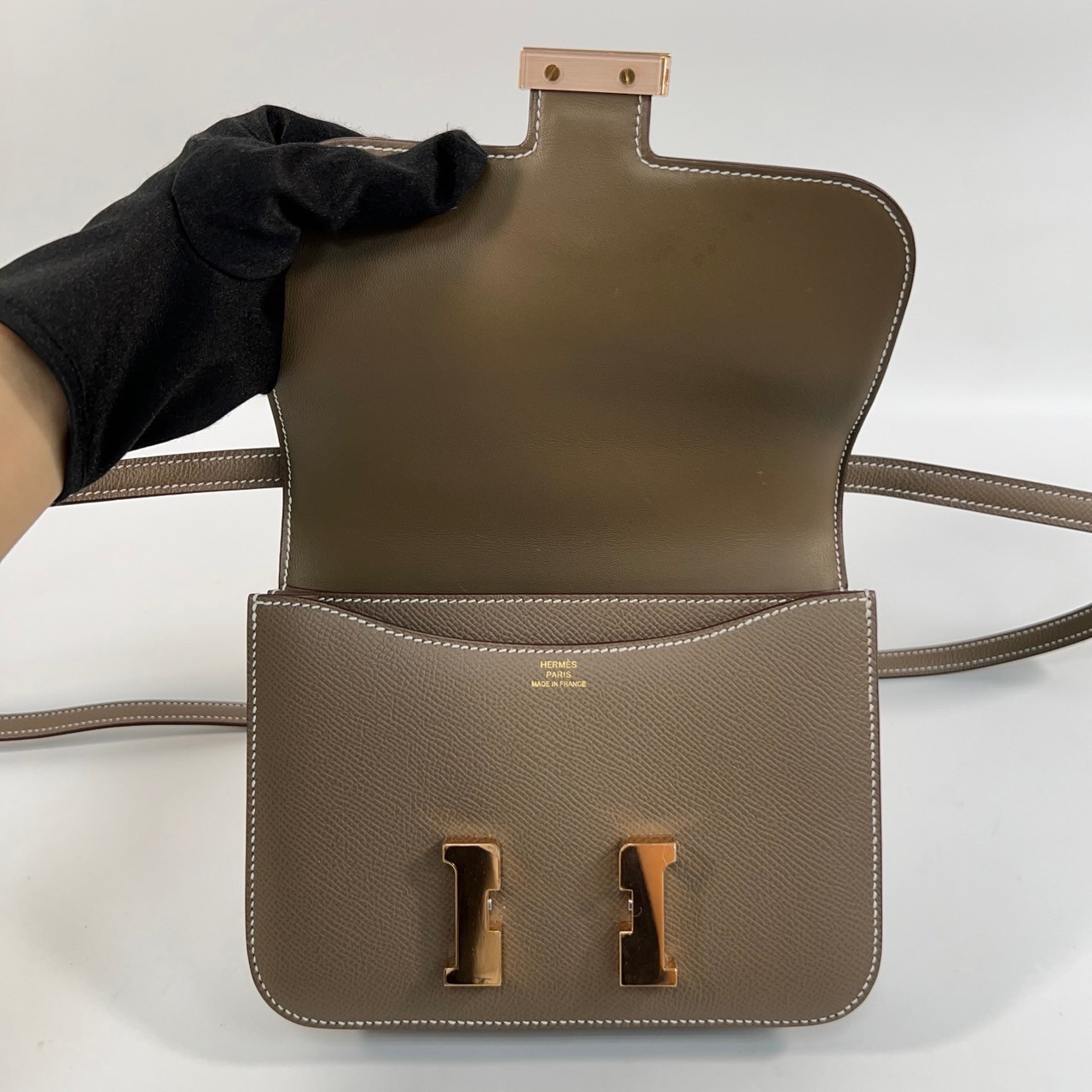 愛馬仕 Hermes Constance Bag 康康包 MIni 18 CN18 U刻 大象灰PG釦CONSTANCE18 原廠盒子/防塵袋