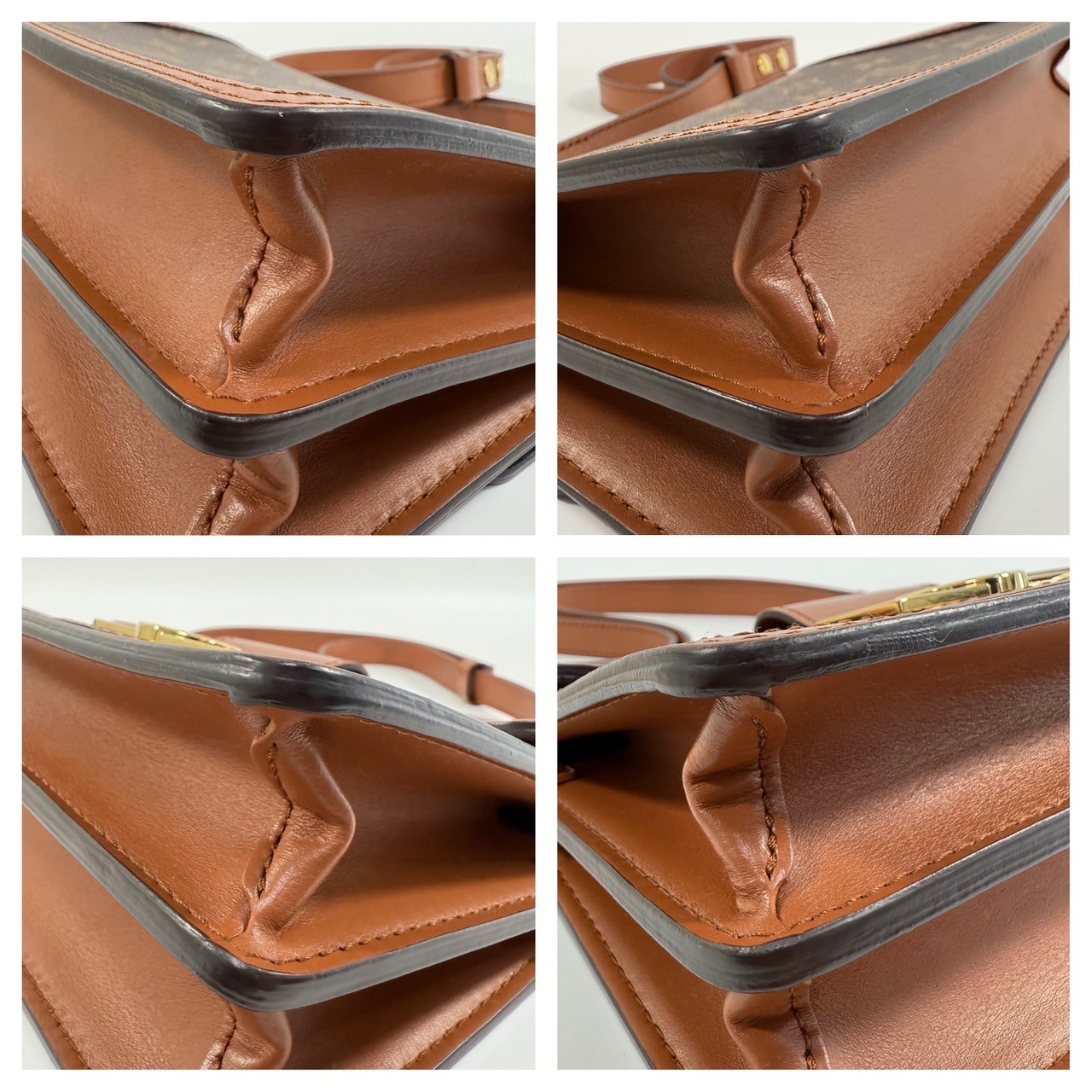 路易威登 LOUIS VUITTON Mini Dauphine 達芙妮 Reverse皮革飾邊 帆布肩背 斜背包 M45959 晶片款  DUSTBAG