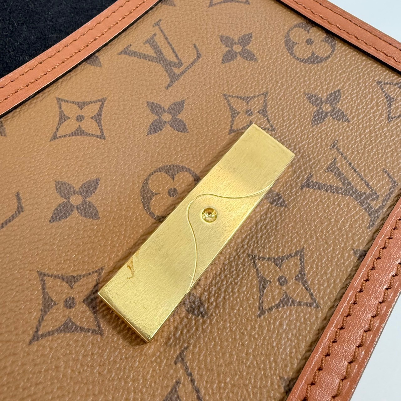 路易威登 LOUIS VUITTON Mini Dauphine 達芙妮 Reverse皮革飾邊 帆布肩背 斜背包 M45959 晶片款  DUSTBAG